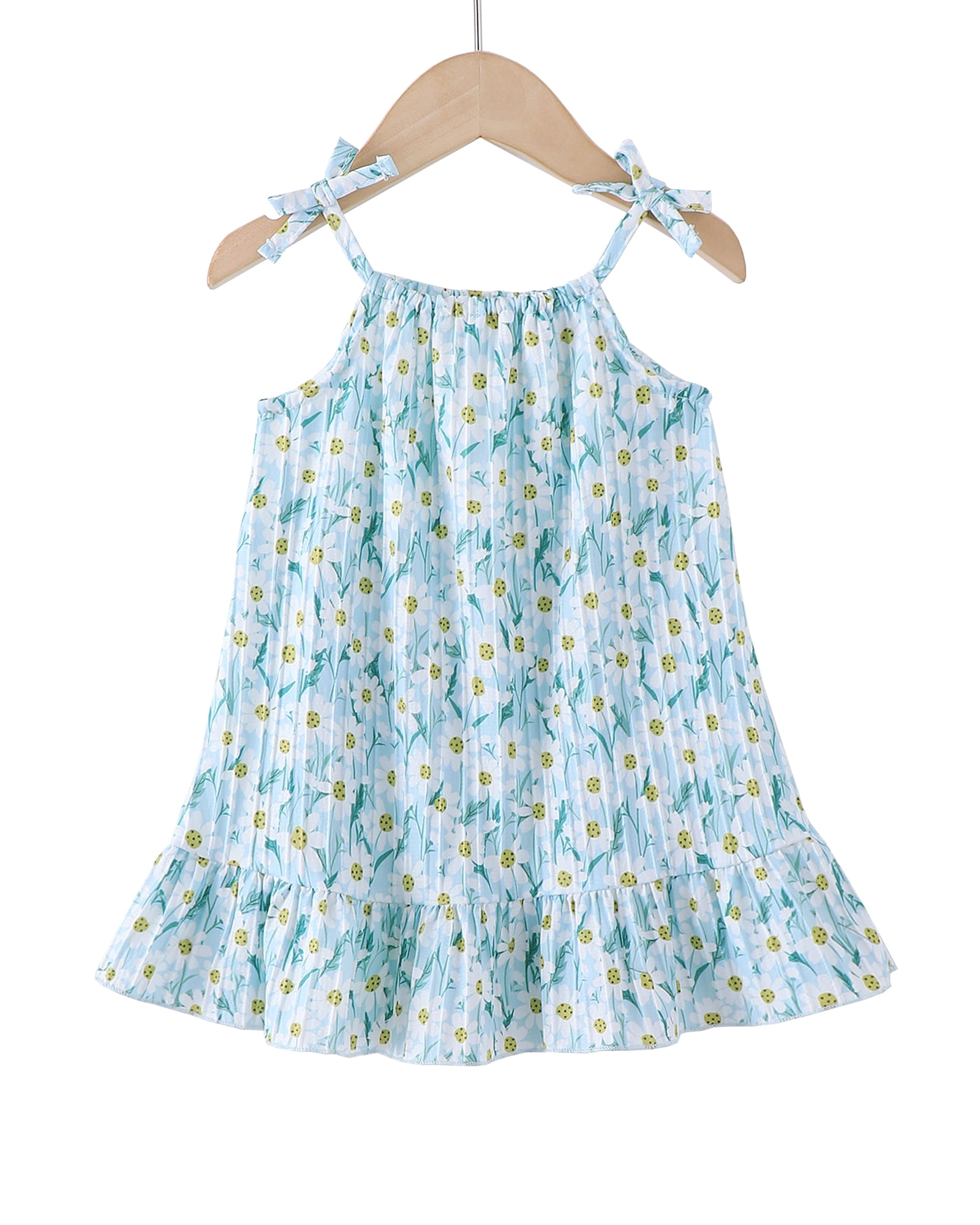 Saeaby Toddler Girls Floral Summer Dress Sleeveless Halter Casual Outfit (Green, 18-24 Months) 2xkp6