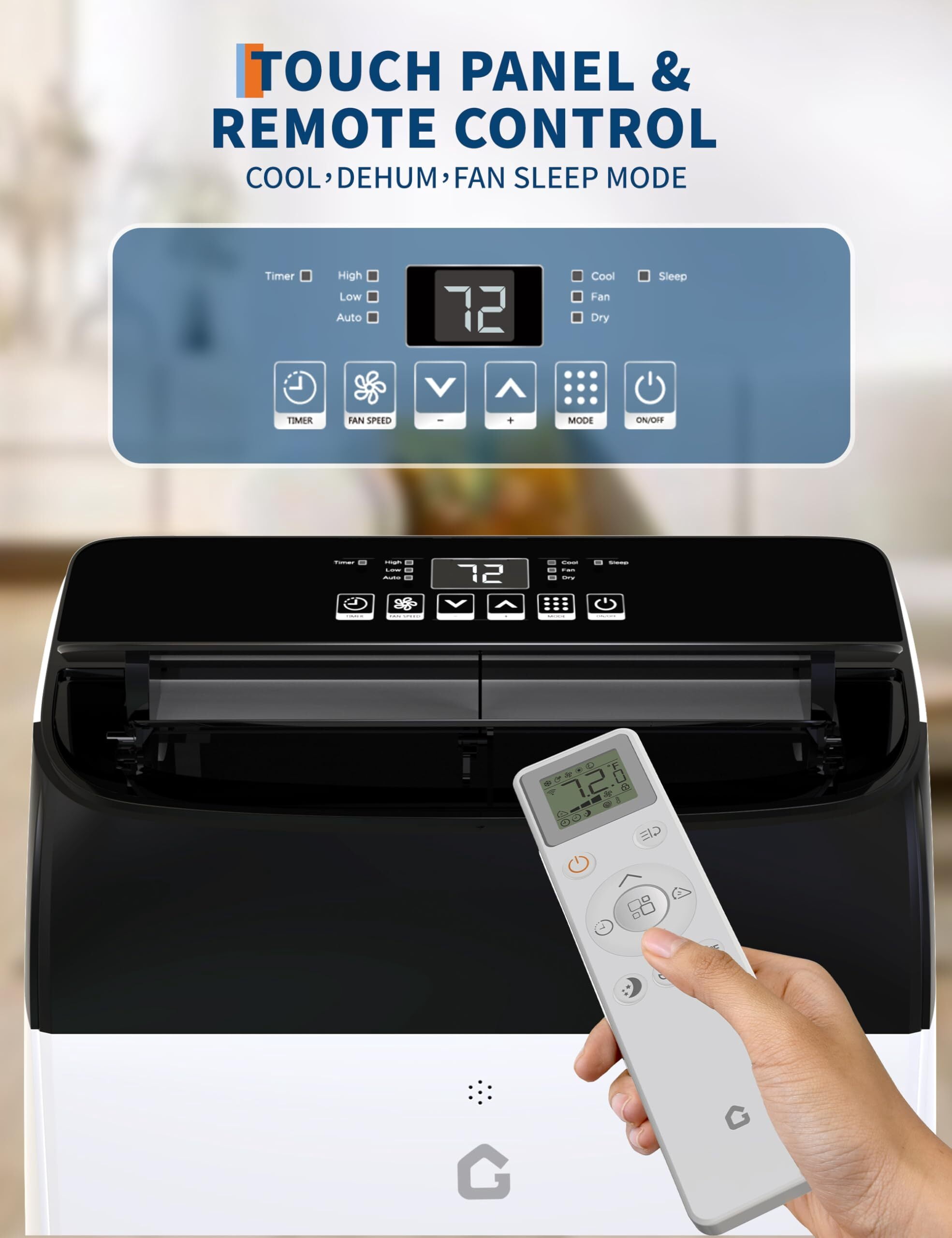 Jojoka Portable Air Conditioner 14,000 BTU 3-in-1 Cooling Unit with Dehumidifier and Fan (White, 750 Sq.Ft) q3evd