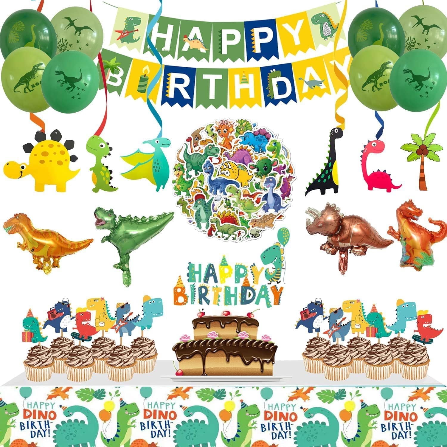 Matecam X1 Dinosaur Birthday Party Decorations Set (Multicolor, 109 Piece Kit) q00um