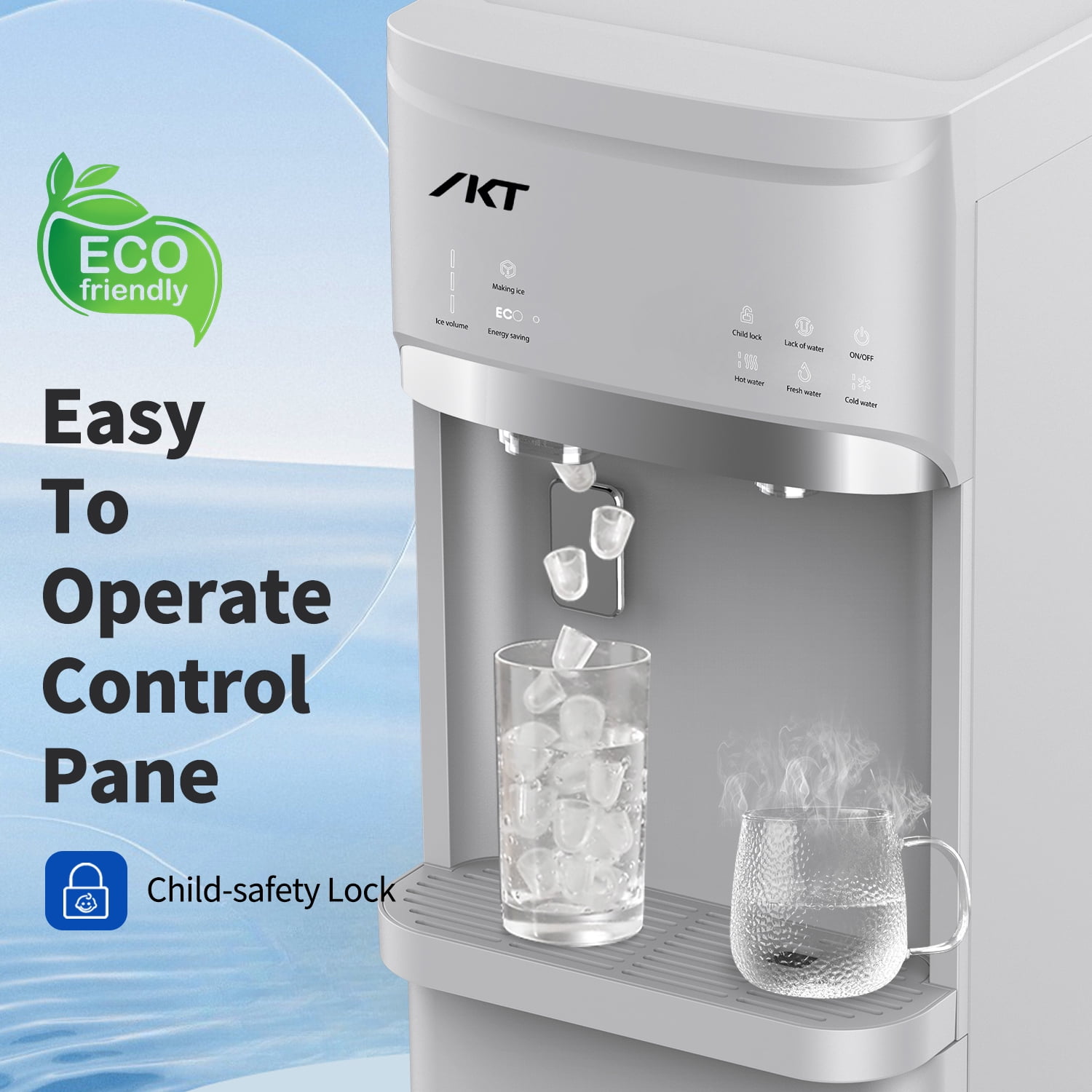 IKT Bottom Loading Water Dispenser with Built-in Ice Maker (White, 22 lb Daily Ice Capacity) jsg0k
