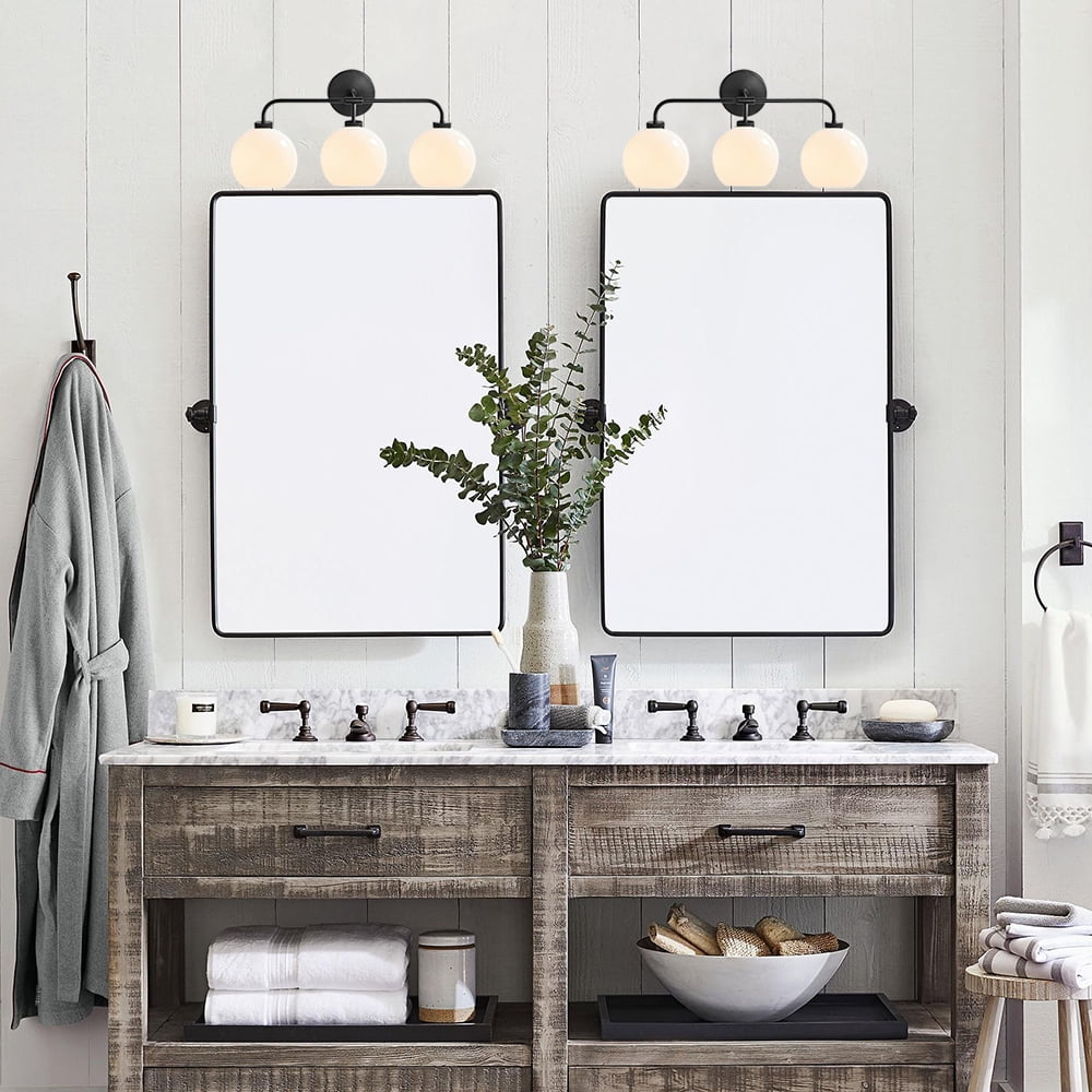 Modern Lighting Triple Globe Bathroom Vanity Sconce (Matte Black, 22 in) yalen