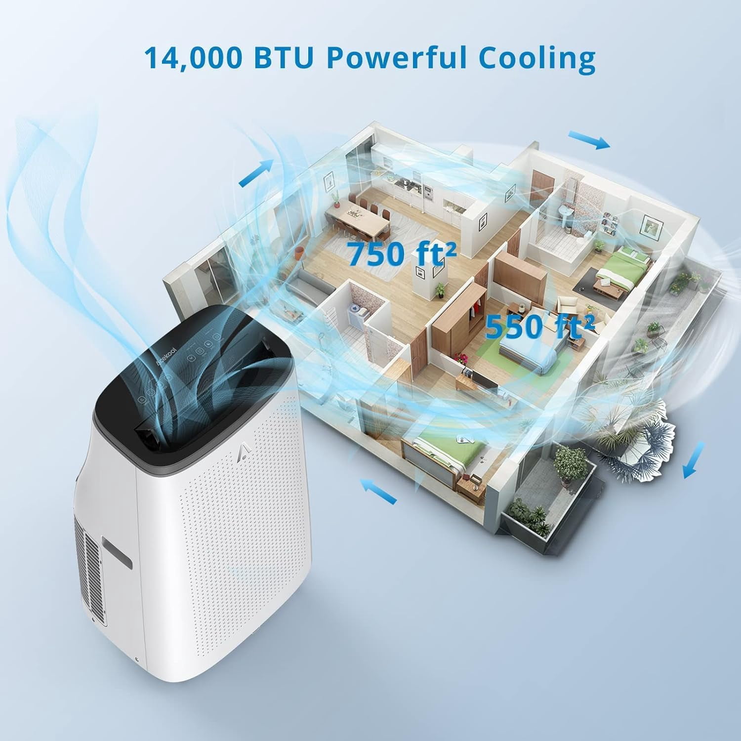 IdealHouse Portable Air Conditioner 14,000 BTU 3-in-1 Cooling Fan and Dehumidifier (Black, 750 Sq. Ft. Coverage) s1eh1