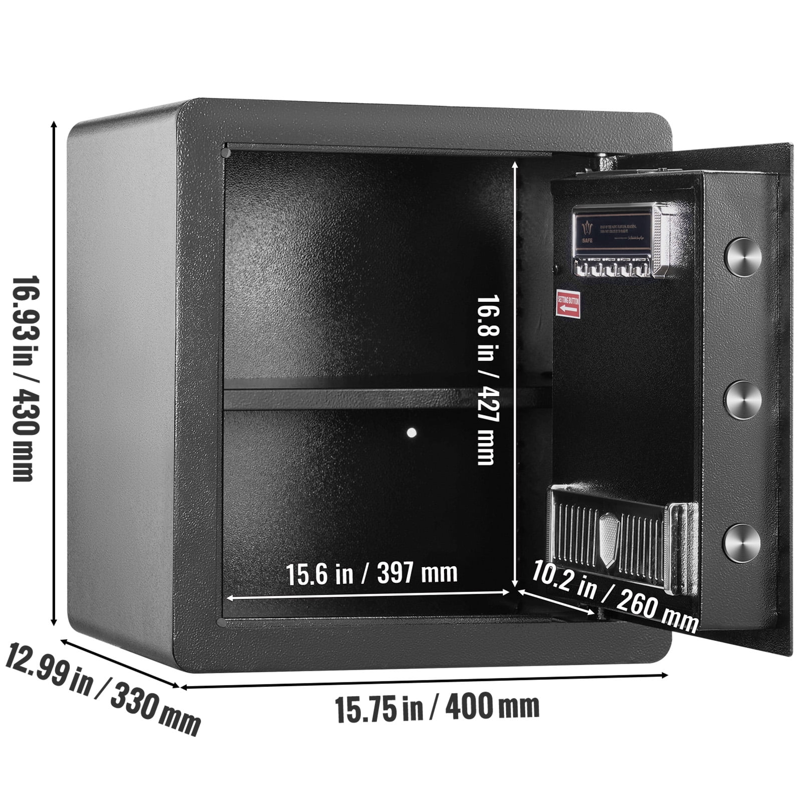 VEVOR Security Safe Box with Digital Electronic Lock and LED Light (Gold, 1.8 Cubic Feet) 3l5c3