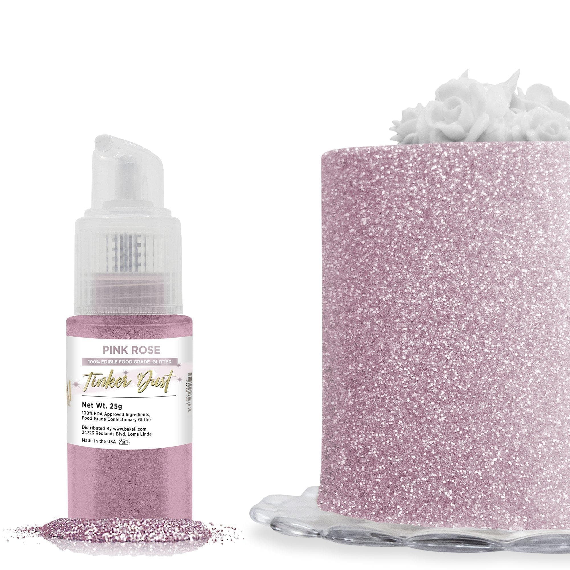 Bakell Tinker Dust Edible Glitter for Cakes and Drinks (Pink Rose, 0.9 oz) uhl5e