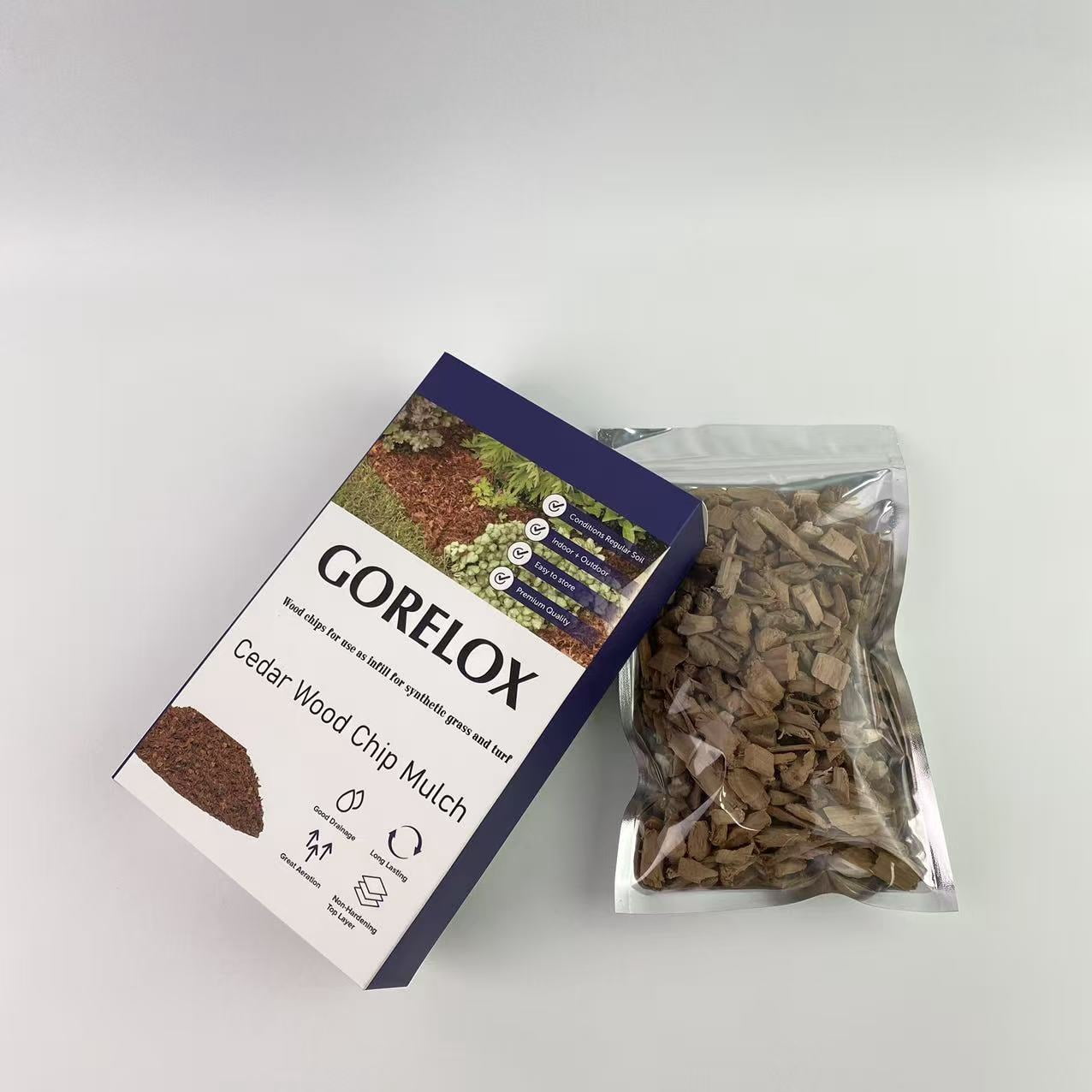GORELOX Cedar Wood Chip Mulch for Synthetic Grass Infill and Landscaping (Natural, 2 cu ft) mbbus