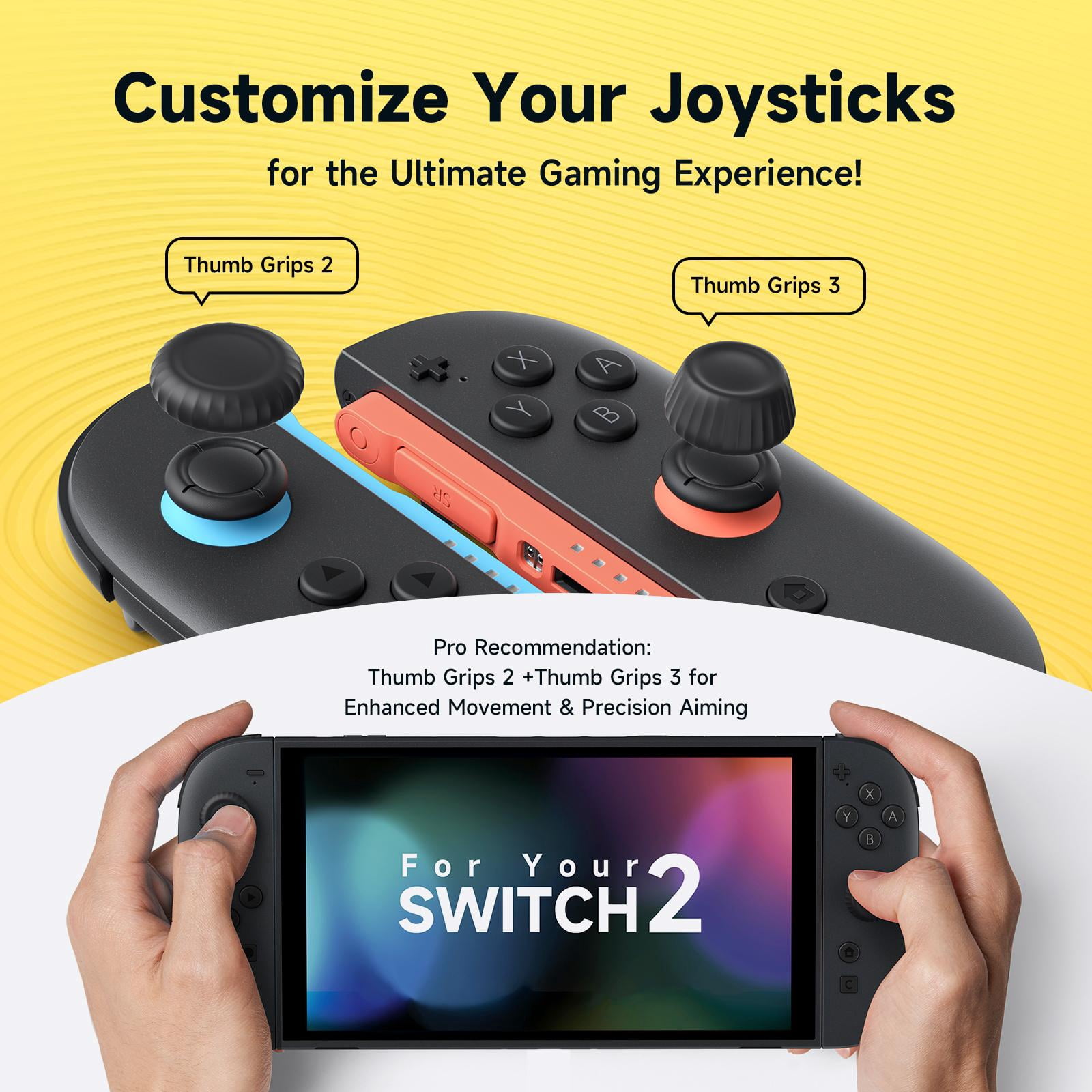 JSAUX Thumb Grips for Nintendo Switch 2 Joy-Con Ergonomic Joystick Caps (Blue/Orange, 3 Pairs) 9n7od