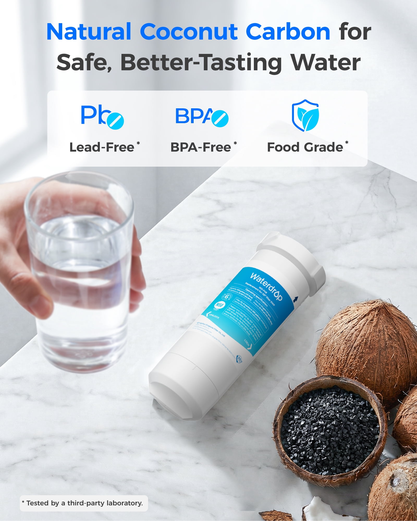 Waterdrop XWF Refrigerator Water Filter Replacement for GE XWF (1 Pack) bsr67