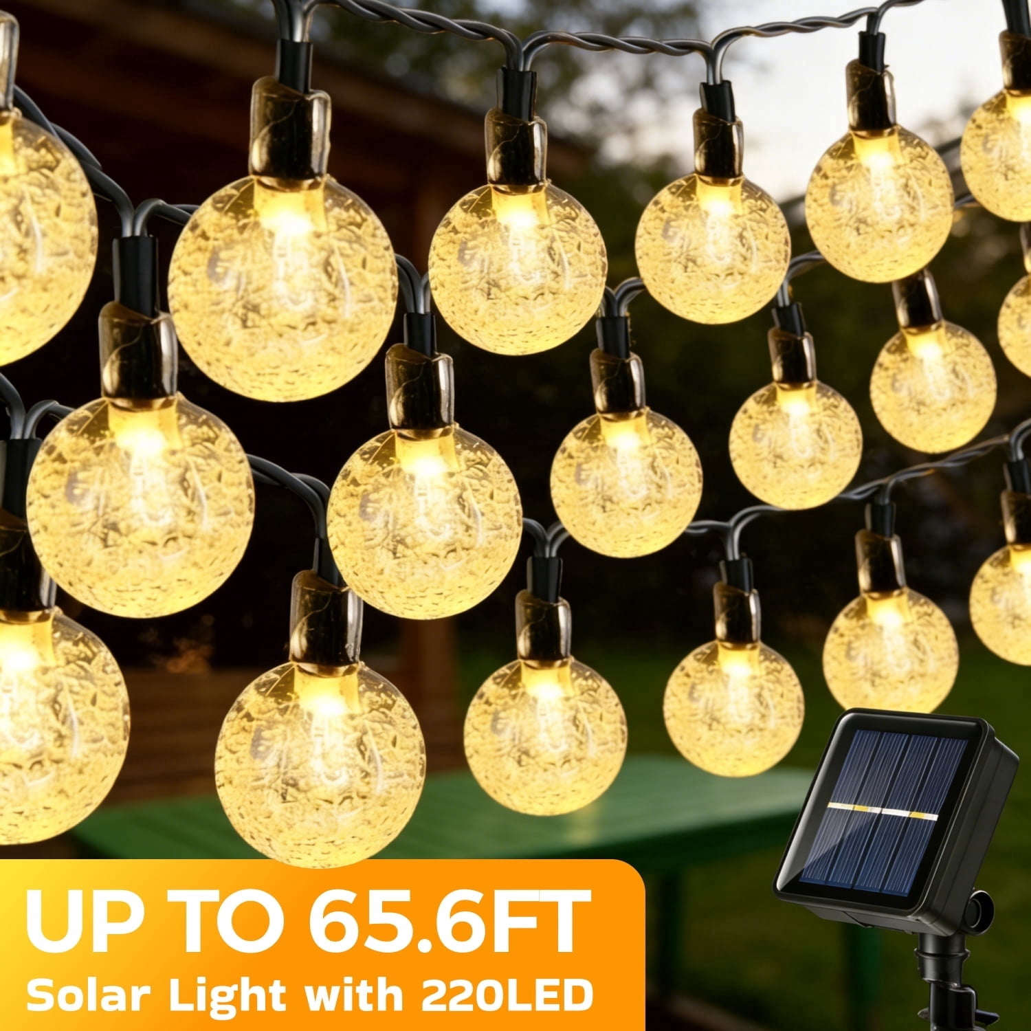 Slssqhz LED Solar String Lights Outdoor Crystal Ball Decorative Lighting (Multi-Color, 100 LEDs, 32.8 ft) pc13p