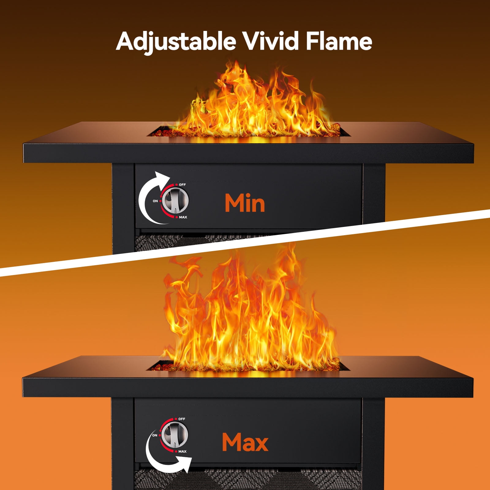 Philergo 28 in Propane Fire Pit Table, 50,000 BTU Square Gas Fire Pit with Removable Lid and Lava Rocks (Black, 28 in) f1rjx