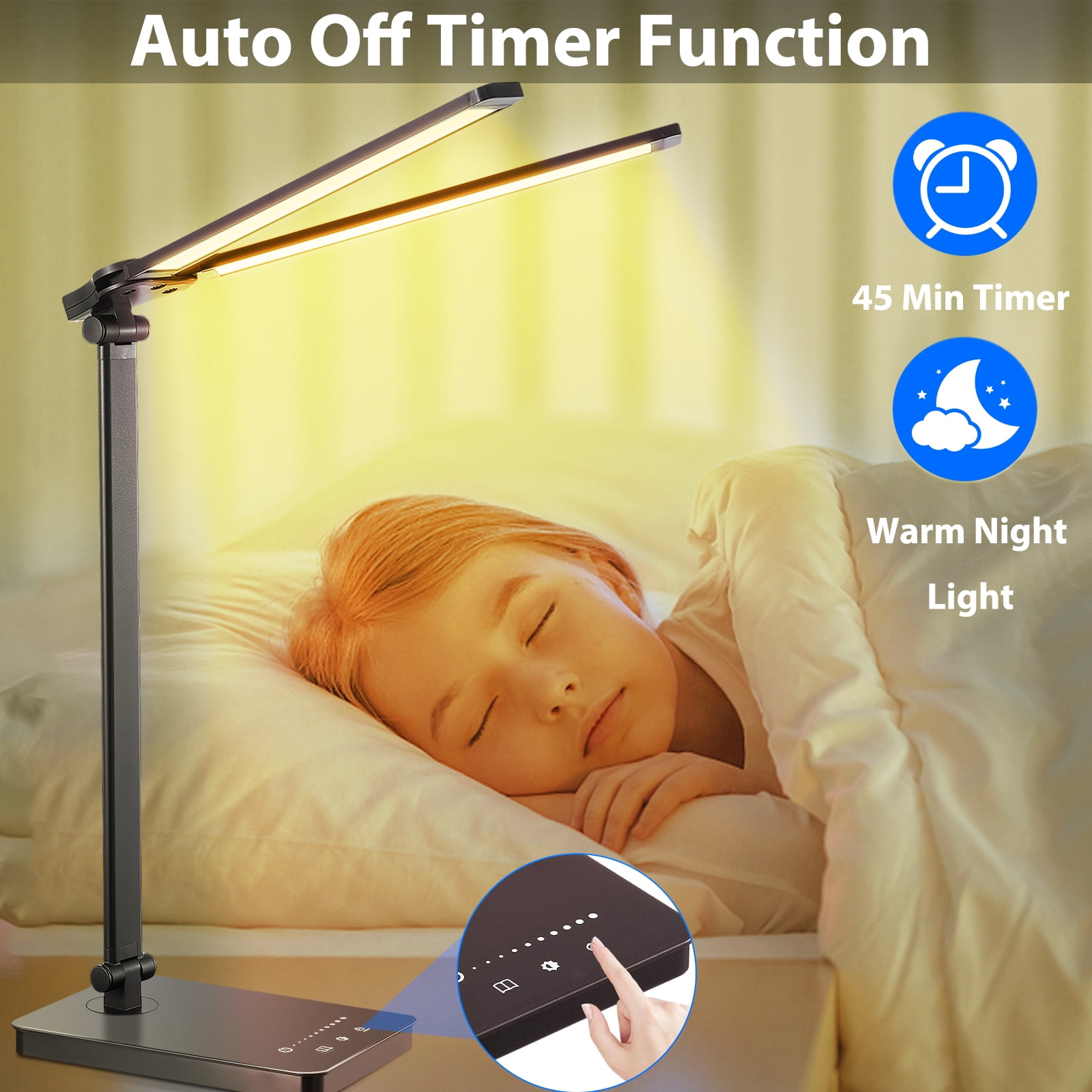 JOUALY LED Dimmable Desk Lamp with Touch Control and Foldable Design (5 Lighting Modes, 10 Brightness Levels) 0judp