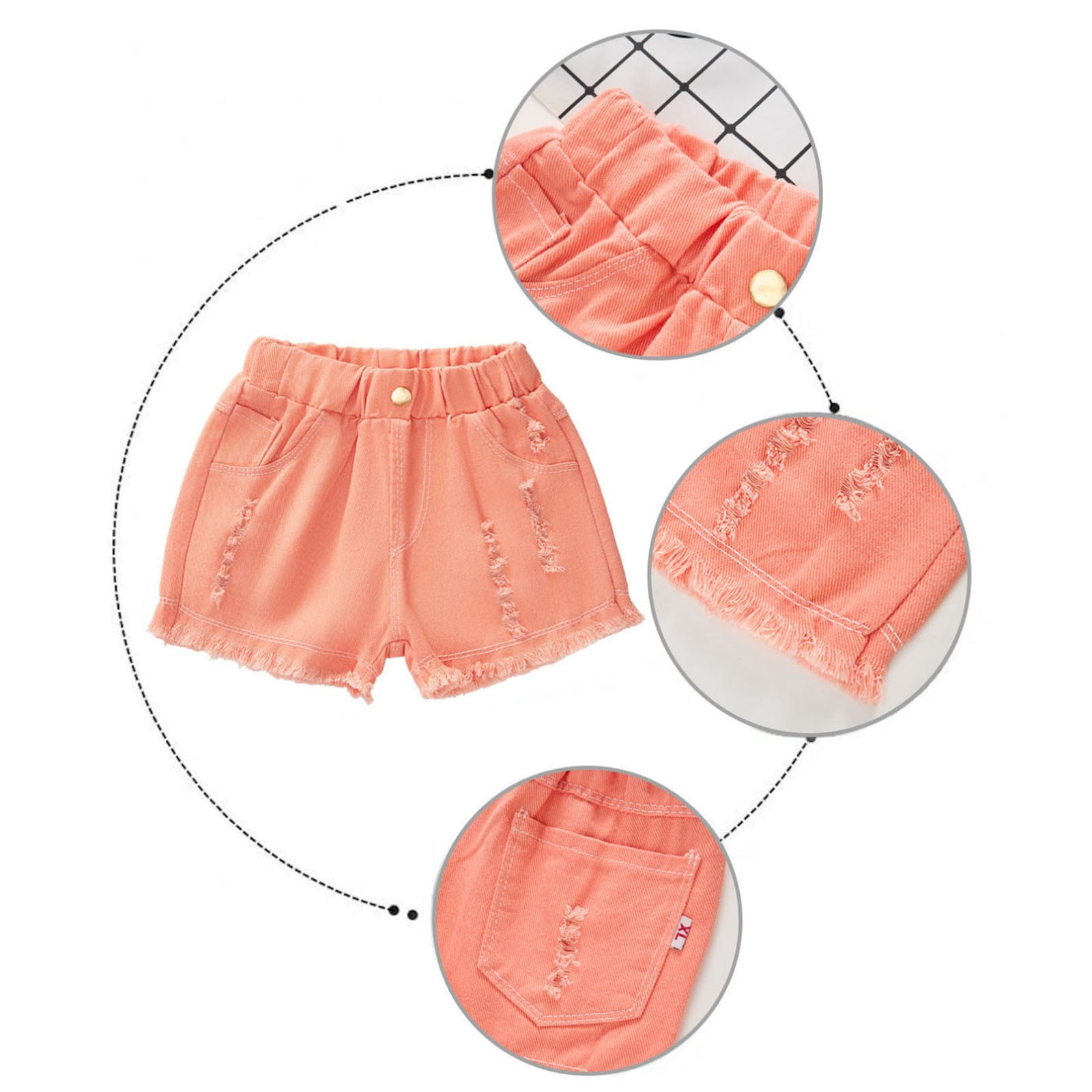 Zanarzt Girls Casual Summer Shorts Elastic Waist Wide Leg Bottoms (Orange, 6-7 Years) 90qnd