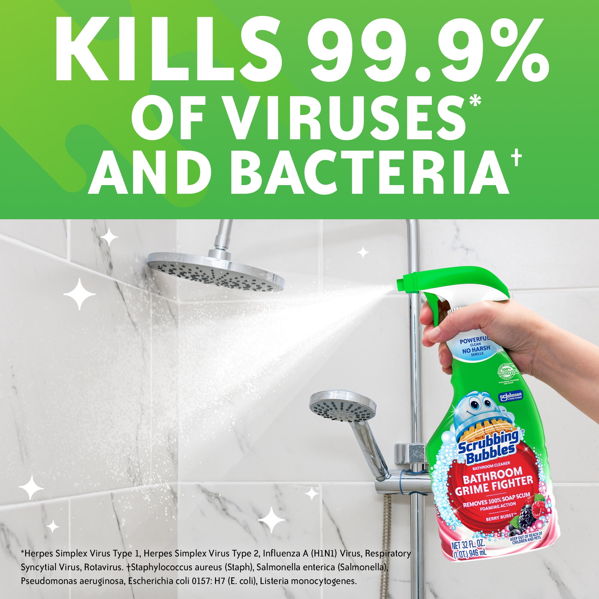Scrubbing Bubbles Grime Fighter Bathroom Disinfectant Cleaner Spray (Berry Burst, 32 fl oz) qmg6i