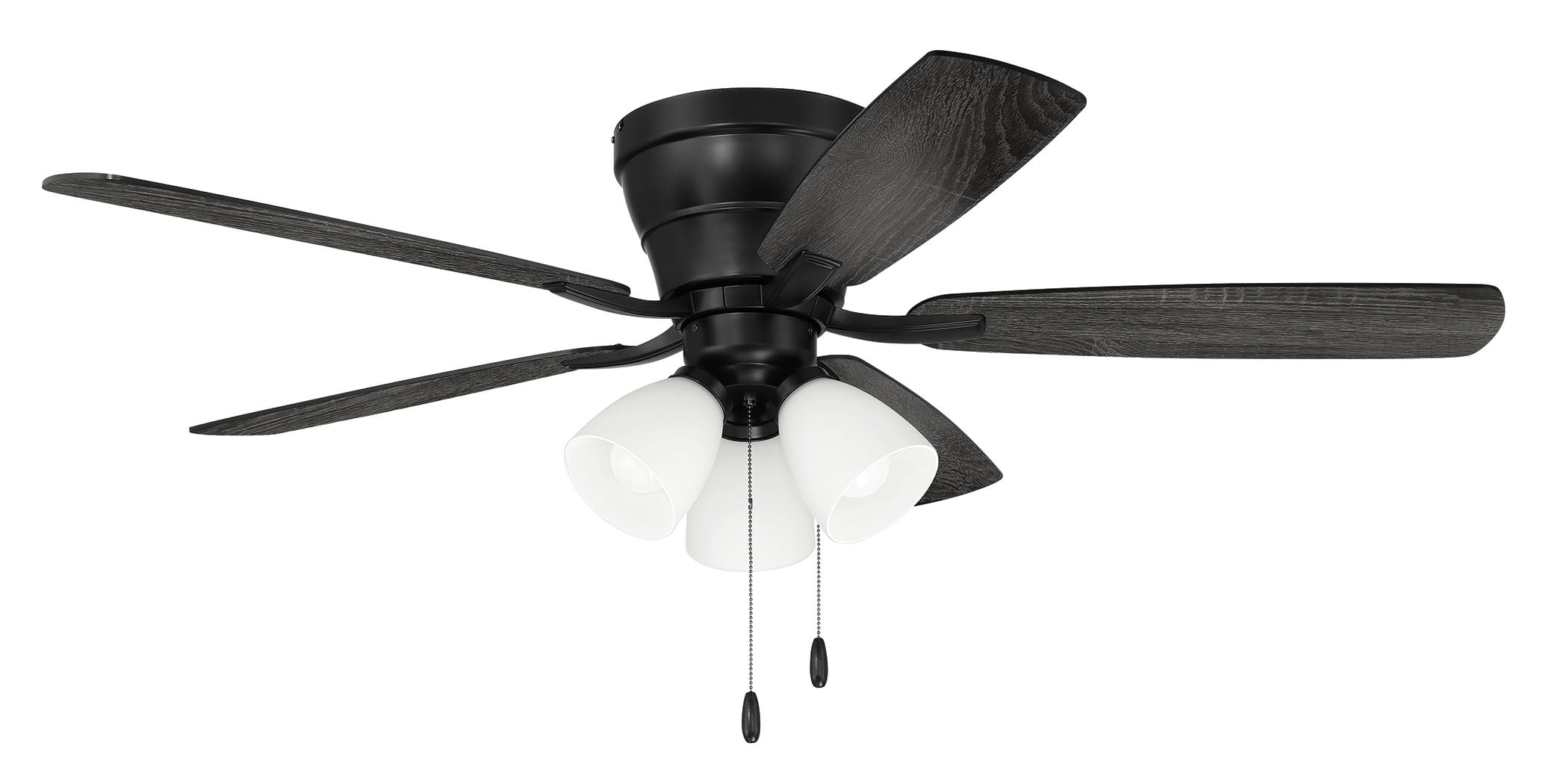 Craftmade Wheeler 5-Blade Flush Mount Ceiling Fan with Integrated Light (Flat Black, 52 in) xr8mh