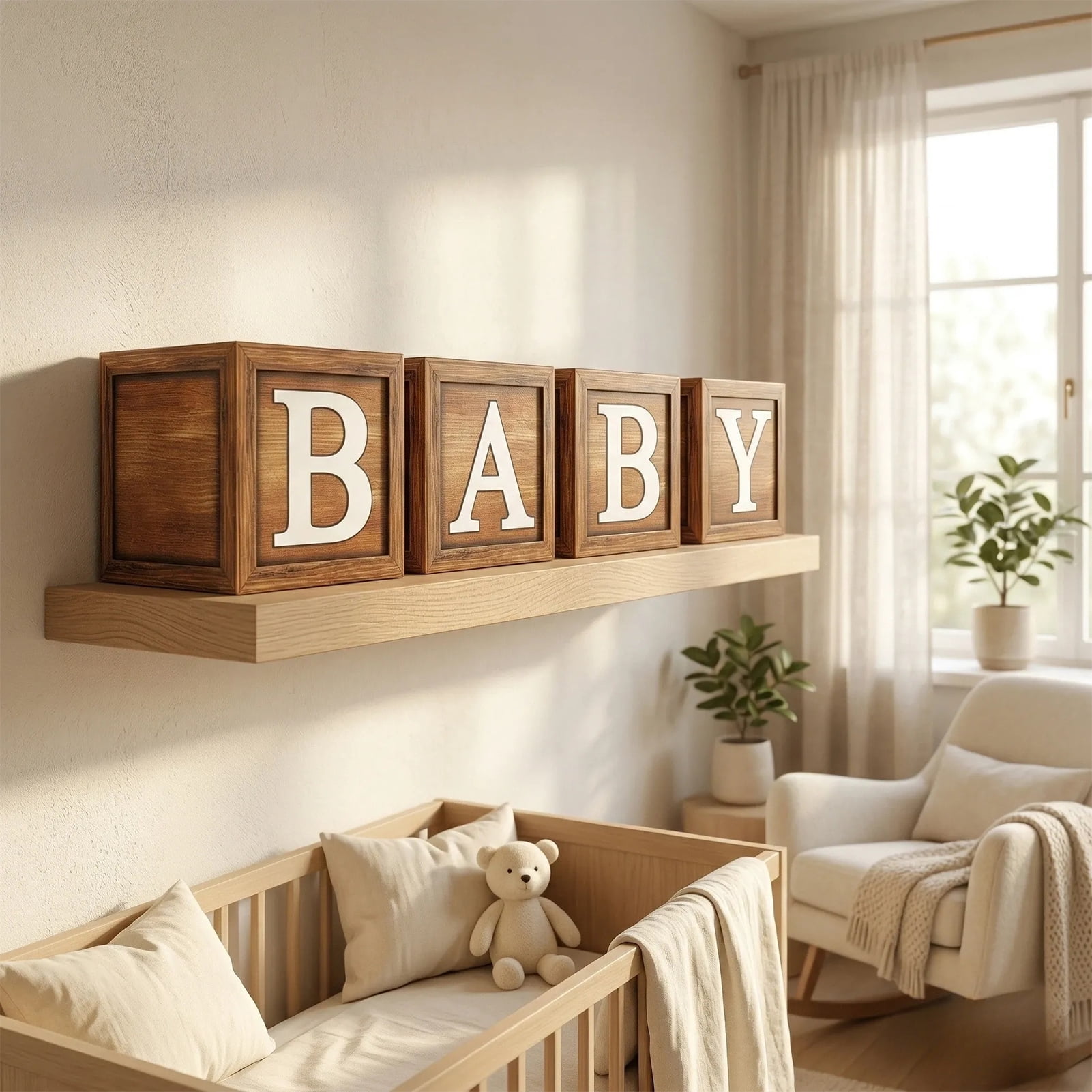 Kicpot Rustic Wood Grain BABY Balloon Boxes for Party Decorations (Brown, 11.8x11.8x11.8 in) q4qot