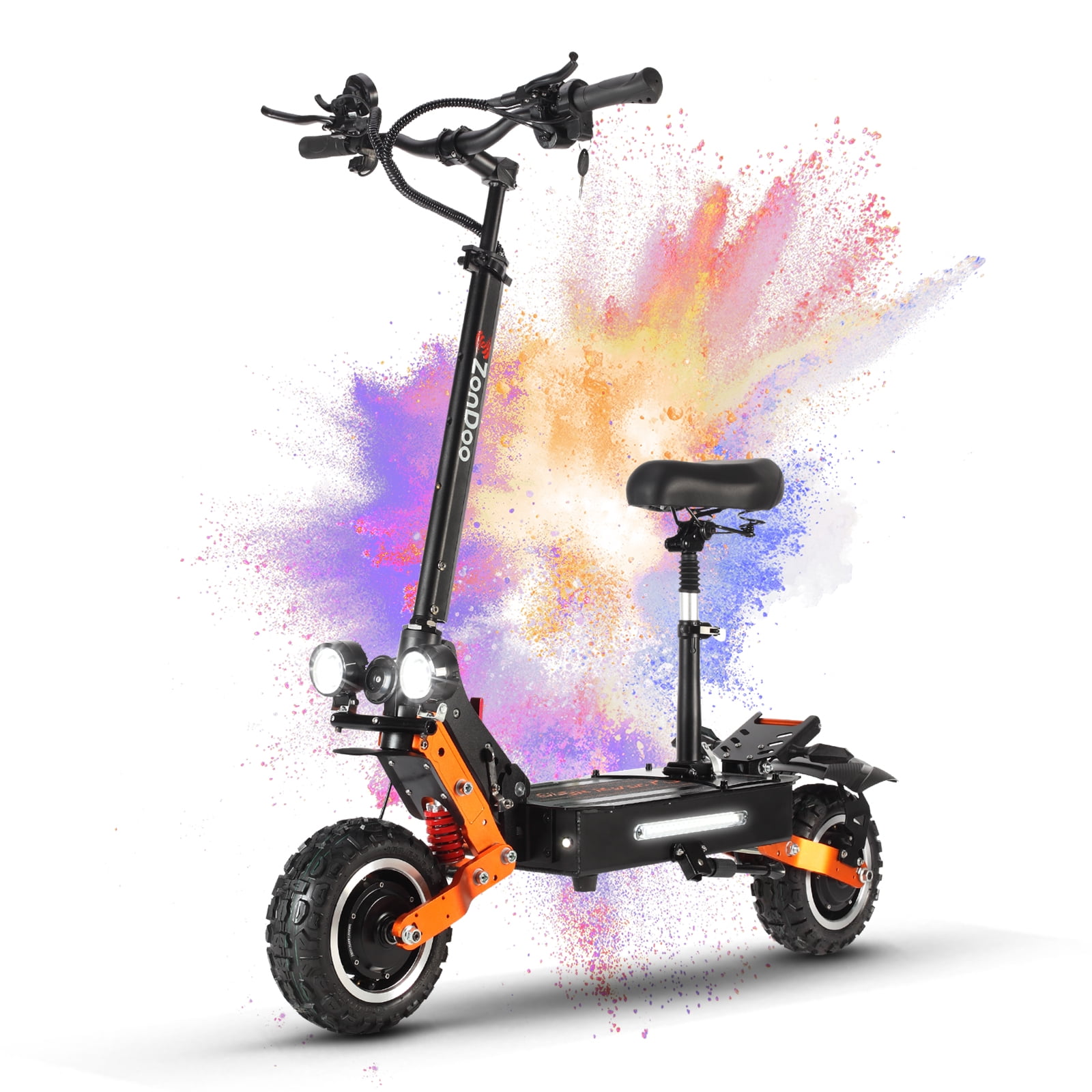 ZonDoo ZO01 Plus Electric Scooter, 6000W Dual Motor Off-Road E-Scooter with Seat (Black, 11 in) g5m31