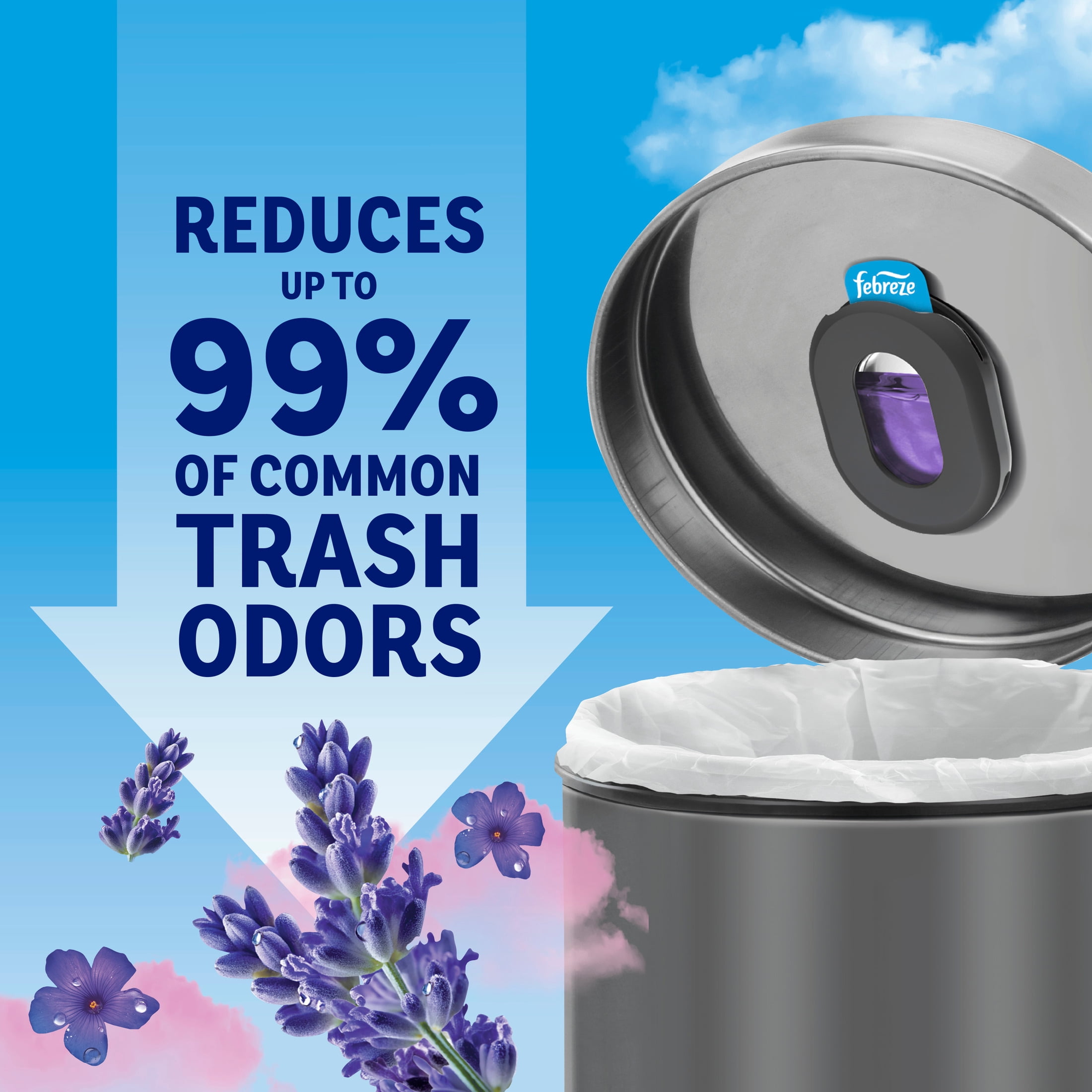 Febreze Trash Odor Fighter Kitchen Deodorizer (Twilight Lavender, 1 Holder and 1 Refill) s8qhk