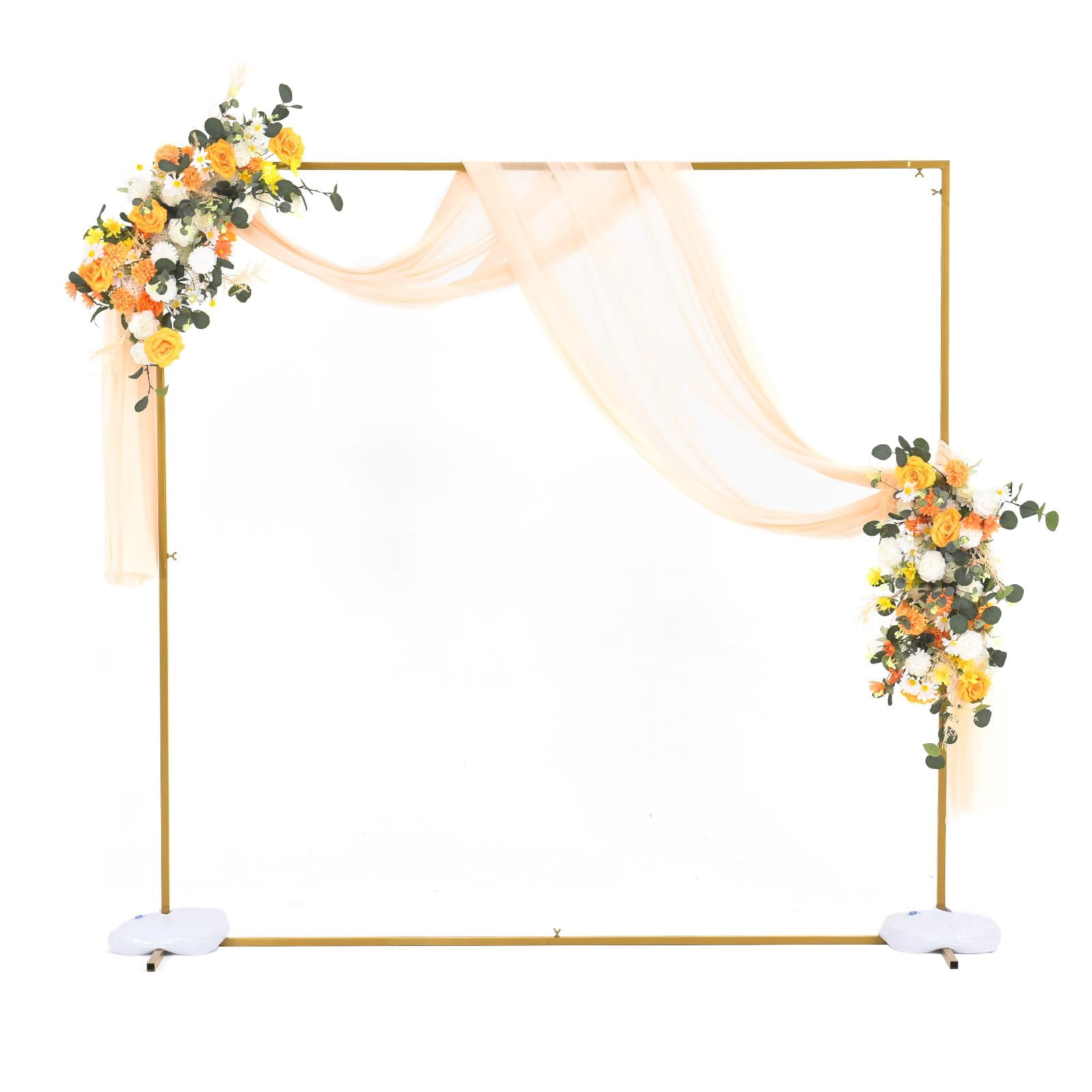 VINCIGANT Square Wedding Arch Backdrop Stand, Heavy-Duty Metal Frame for Floral Balloon Displays (Gold, 6.6 ft x 6.6 ft) diarb