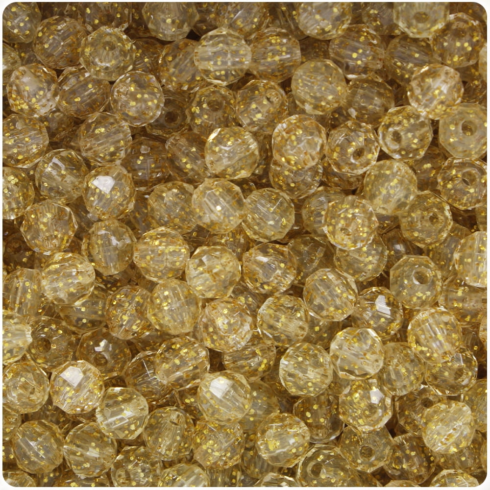 BeadTin Gold Sparkle Faceted Round Craft Beads for Jewelry Making (6mm, 600-Pack) b7n0s