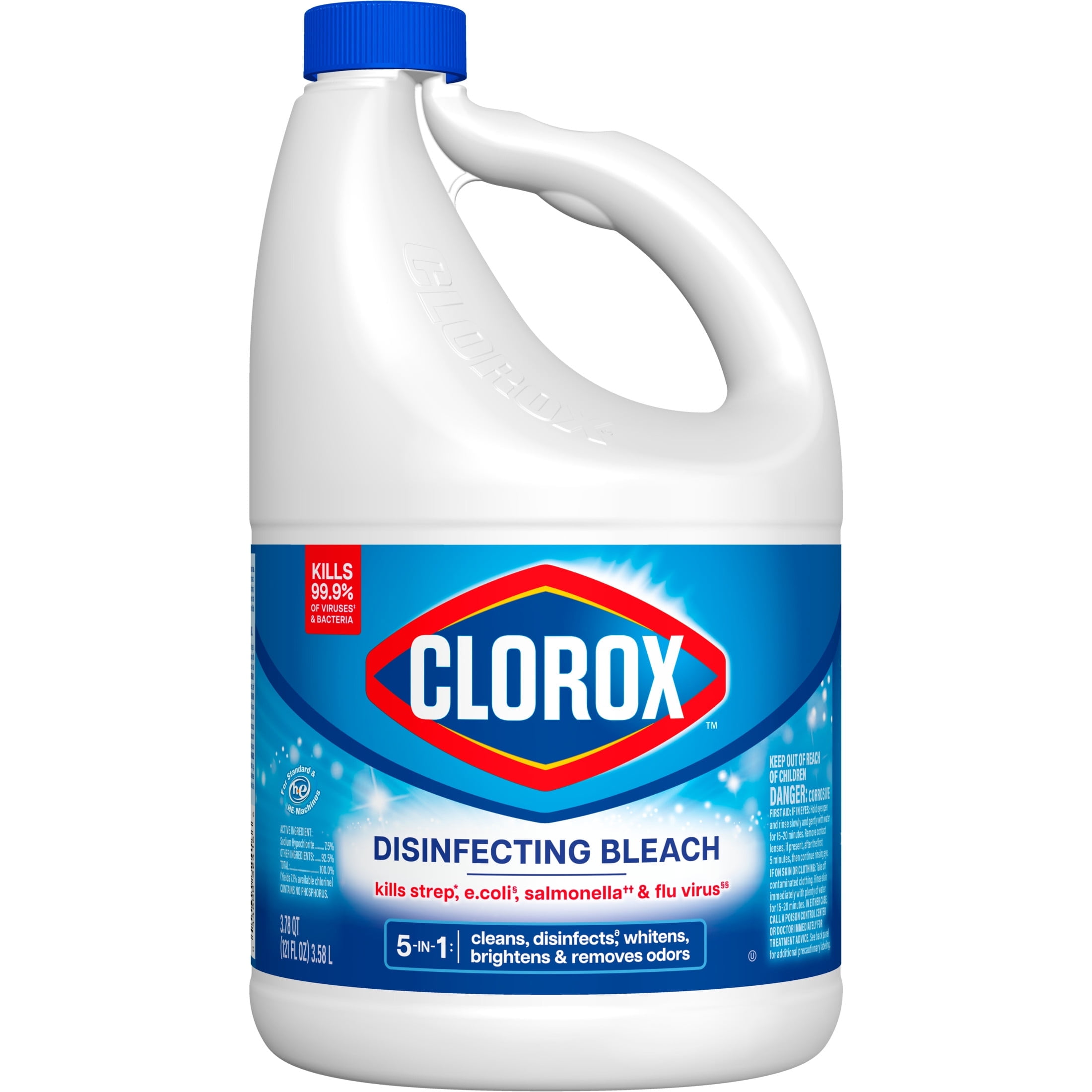 Clorox Disinfecting Liquid Bleach, Regular Scent, Multi-Purpose Surface Cleaner and Laundry Whitener (121 fl oz) fkqes