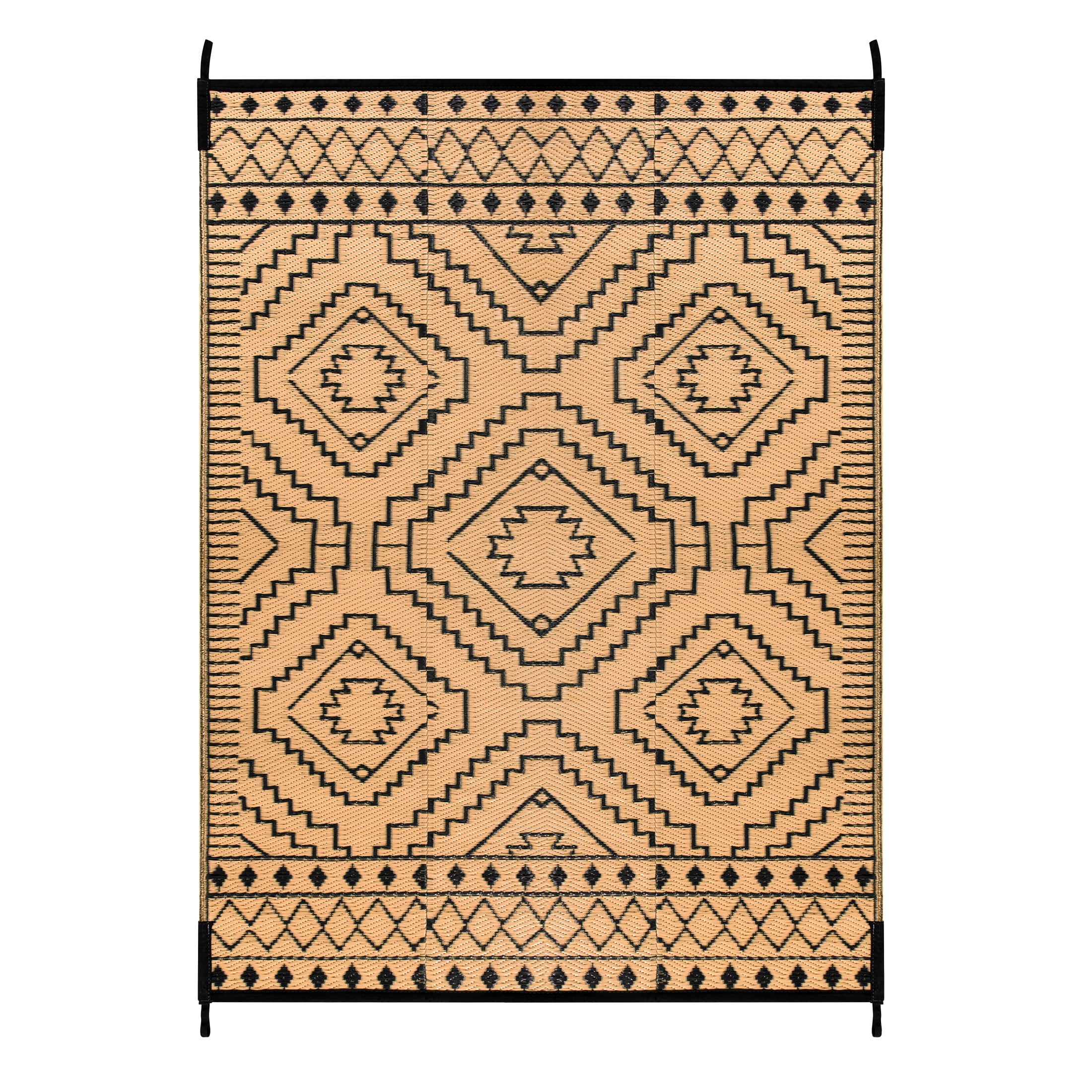 RUG ROBOT Reversible Outdoor Rug, Waterproof Plastic Straw Carpet for Patio and Backyard (Black/Brown, 5 ft x 8 ft) v6lv6