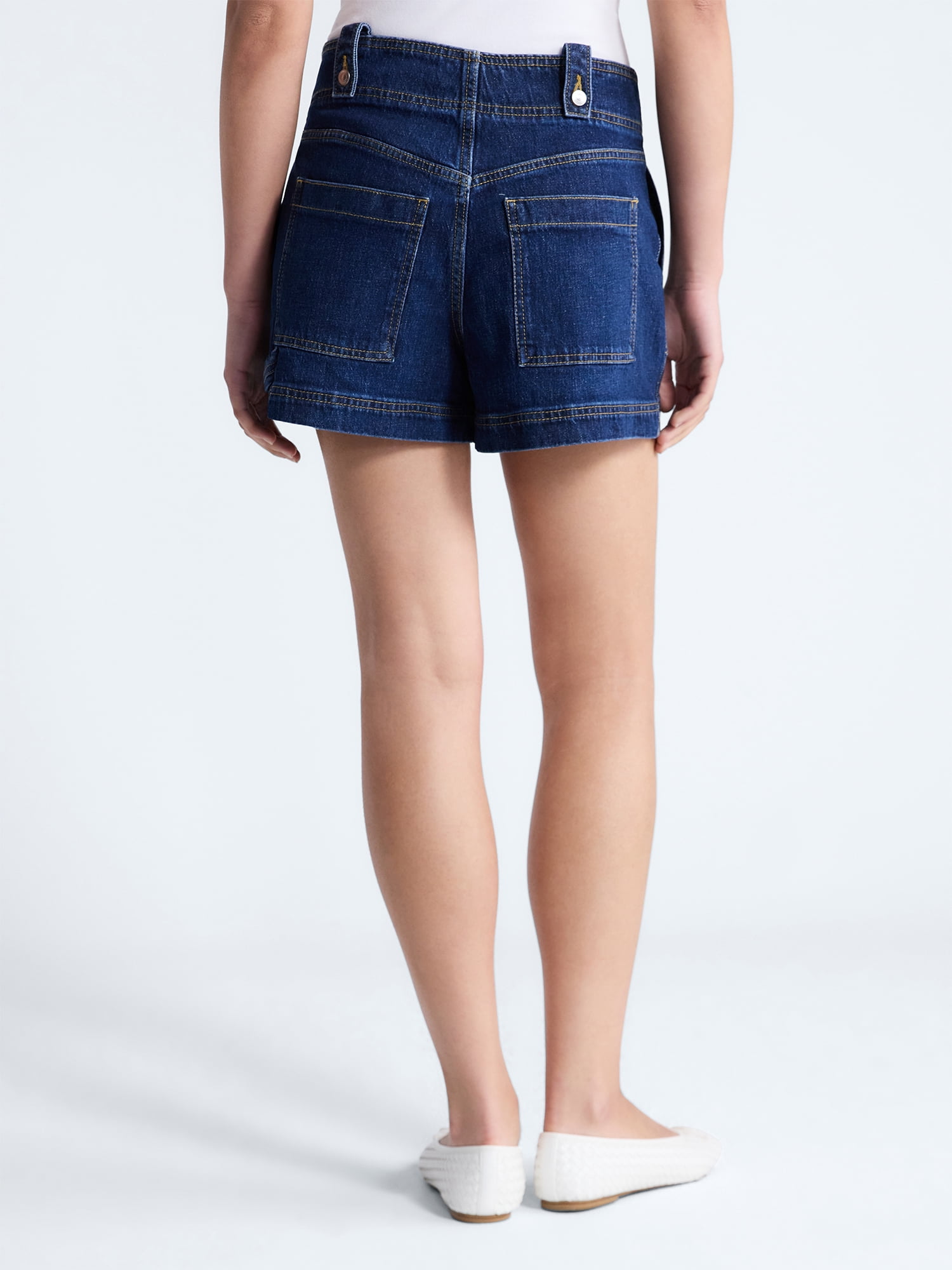 Free Assembly Women's High Rise Denim Utility Shorts (Grey, 4 in Inseam) 5l9ay