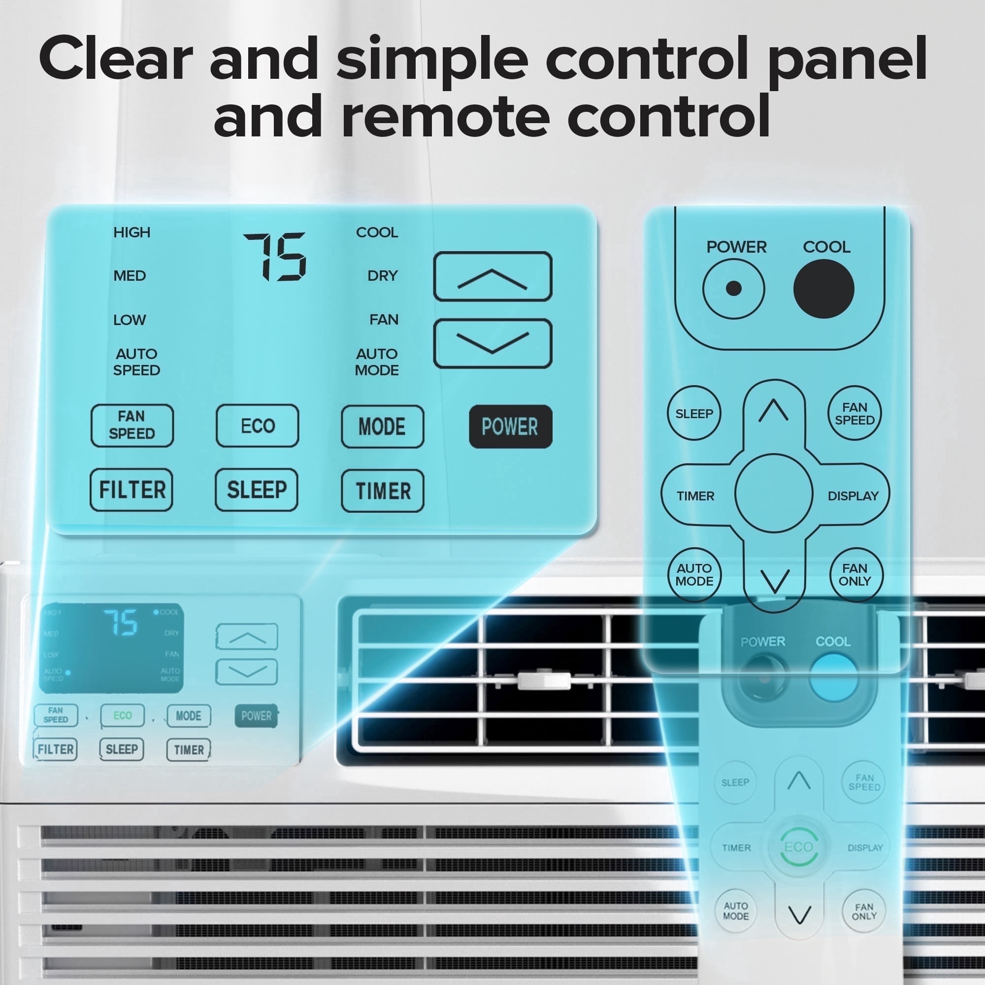 KissAir 10,000 BTU Window Air Conditioner with Remote Control (450 Sq. Ft Coverage) 9q6wf