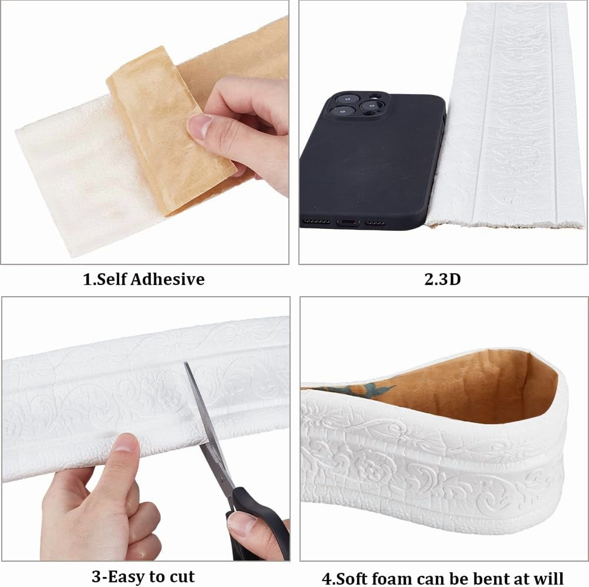 Generic Crown Molding Peel and Stick Flexible Foam Trim 3D Decorative Wall Border (White, 88.6 in x 3.14 in) fhhul