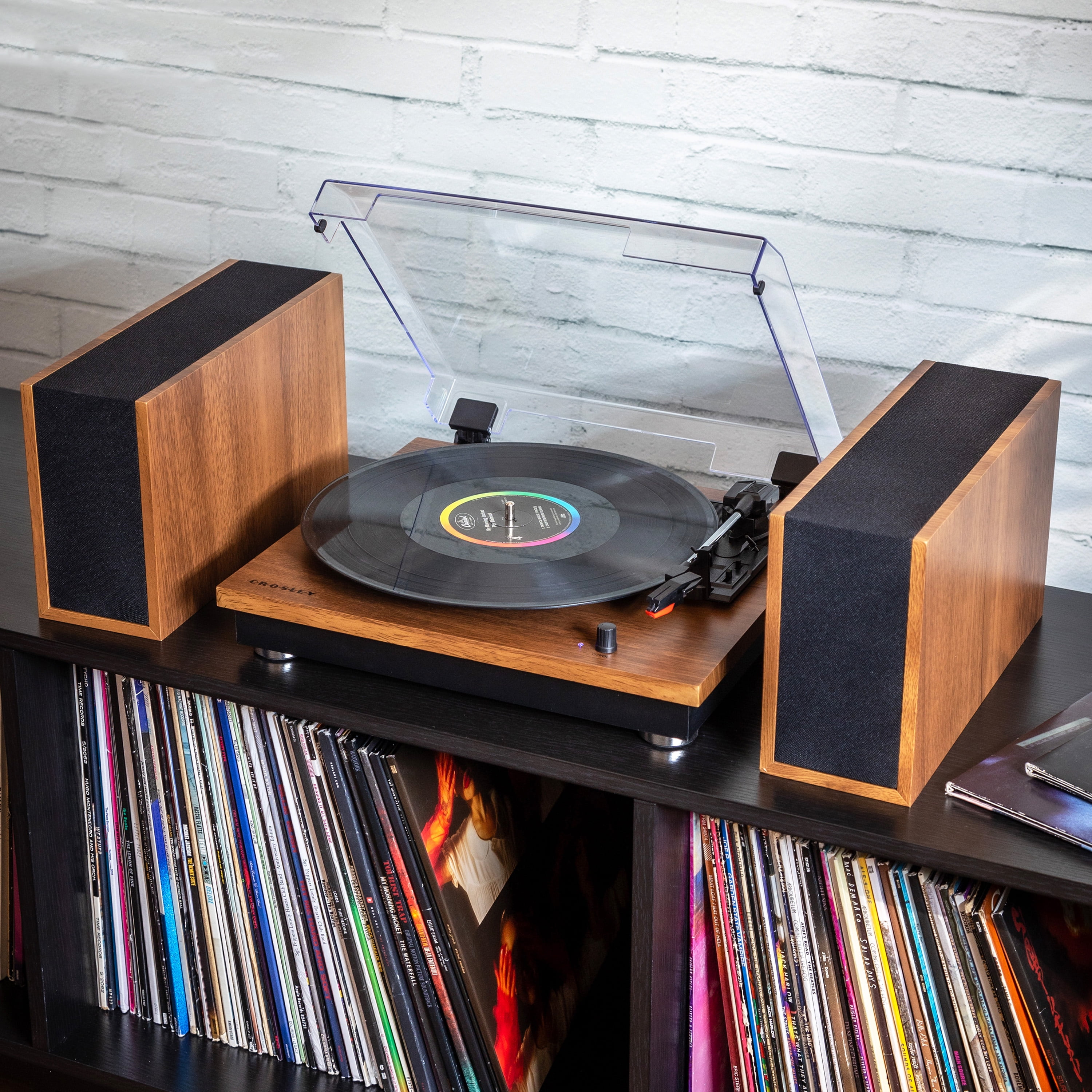 Crosley Riff Bluetooth Vinyl Record Player with Speakers (3-Speed Turntable, 6 Modular Layouts) x6qj5