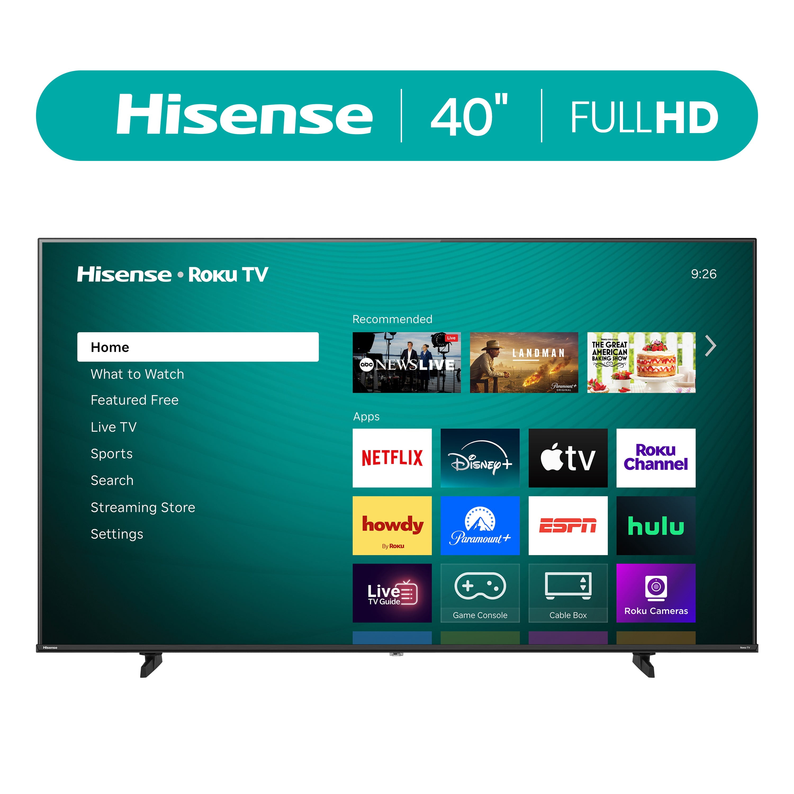 Hisense 40-Inch Class H4 Series FHD Roku Smart TV (1080P Full HD, LED Display, Motion Rate 120, Smart Streaming) vvayo