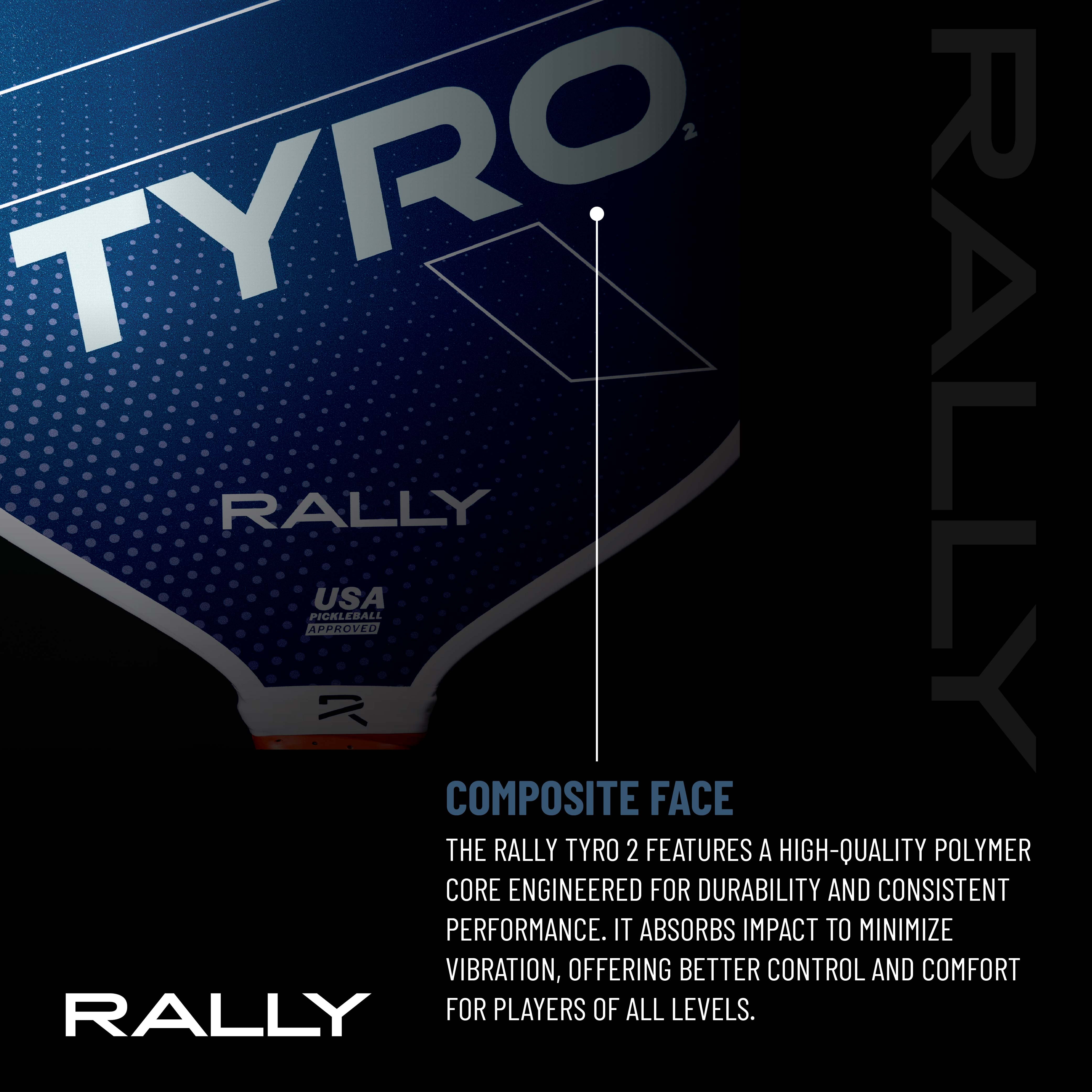 PickleballCentral Rally Tyro 2 Pickleball Paddle (Blue, 7.0-7.5 oz) 377zp