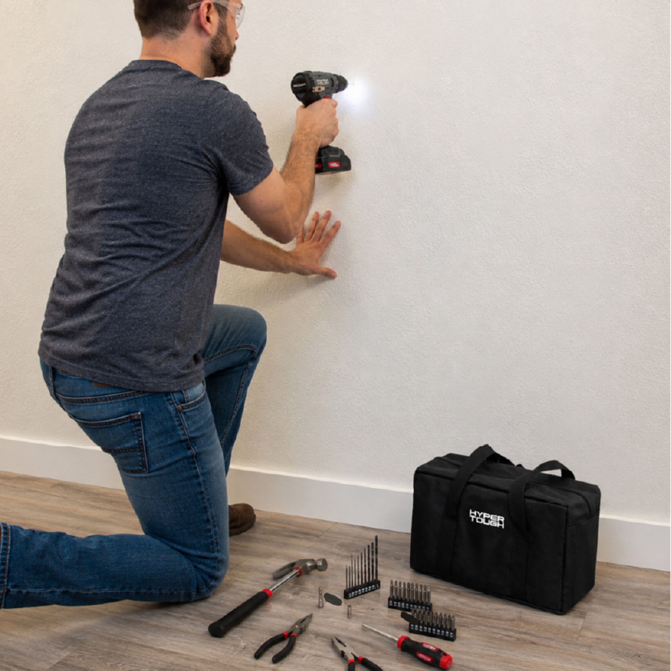 Hyper Tough 12V Brushless Cordless Drill Driver Project Kit (Grey, 50-Piece) vuhc2