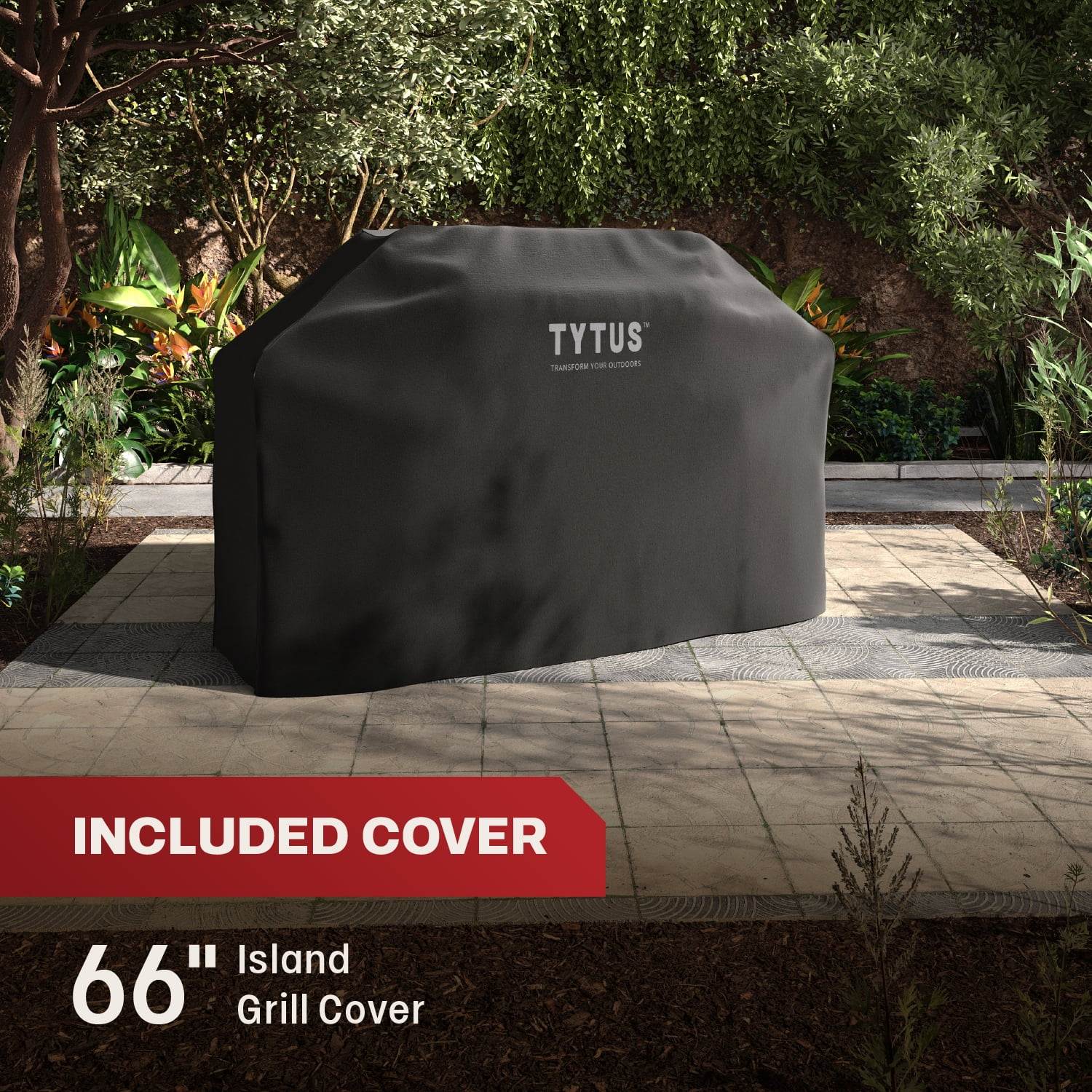 TYTUS Fresno 4-Burner Gas Grill Island Set with Cover, Griddle, Light, and Pizza Stone (Stainless Steel) q0xse