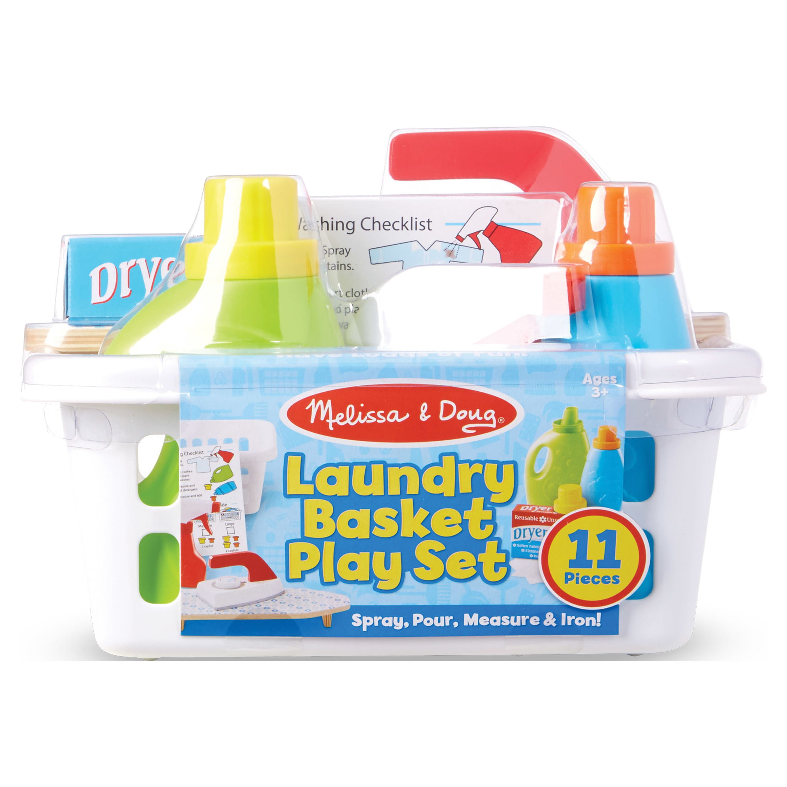Melissa & Doug Laundry Basket Play Set with Wooden Iron, Ironing Board, and Accessories (14 Pcs) anajg