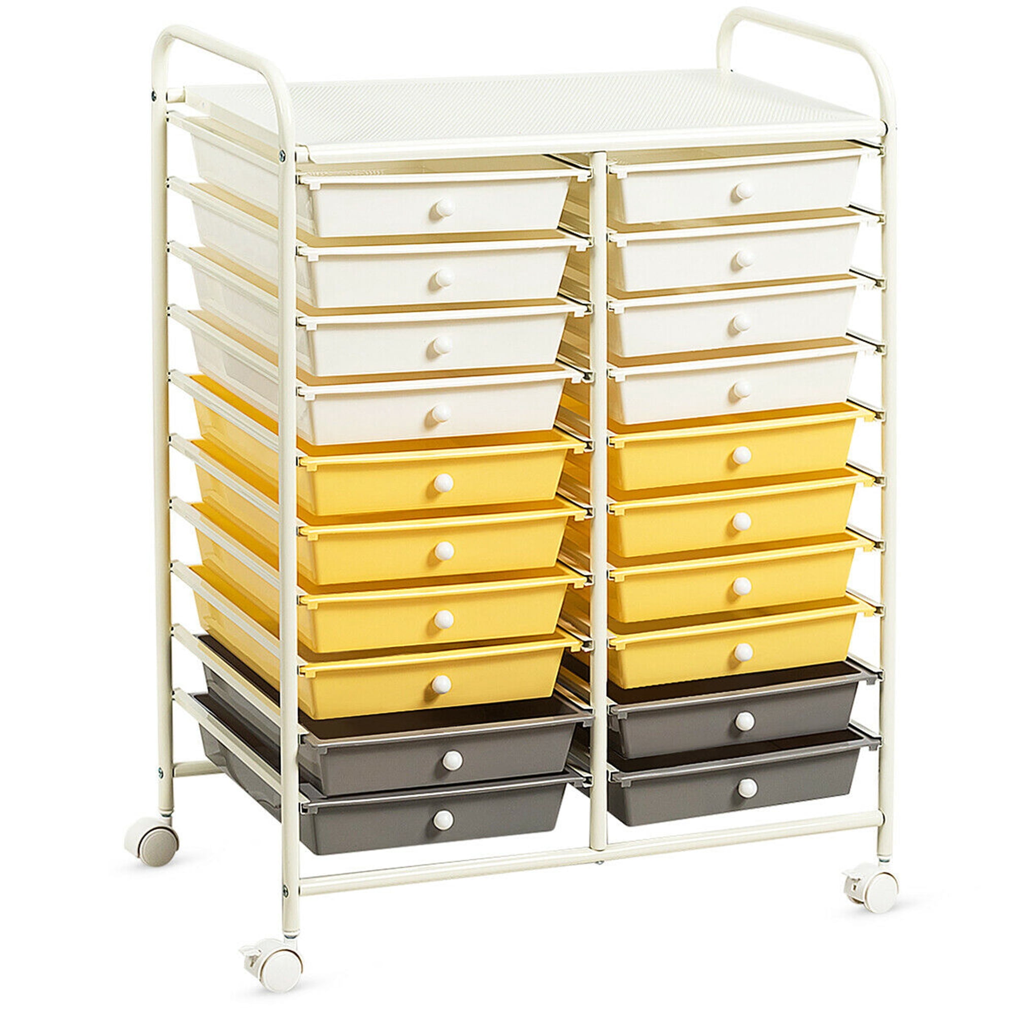 Gymax 20-Drawer Rolling Storage Cart for Scrapbook Paper and Office Supplies (Black, 25 in x 15 in x 34 in) mcb40
