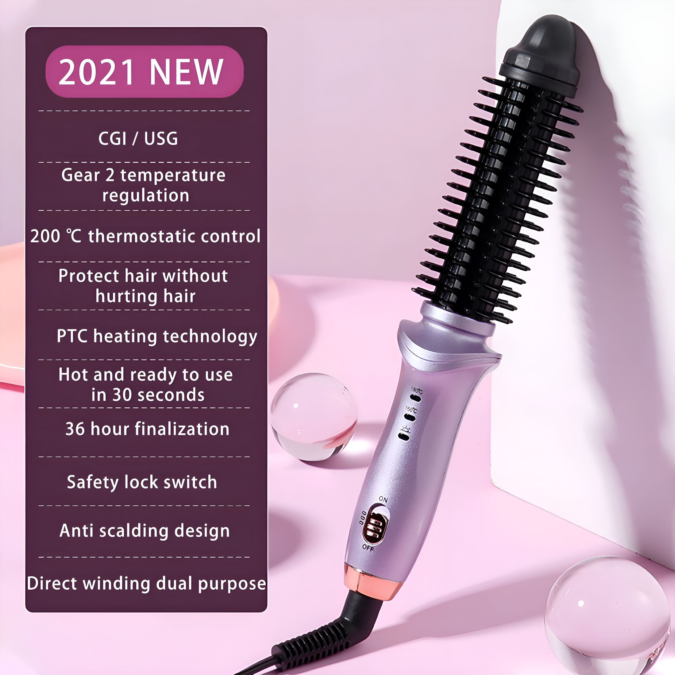BPPEG Electric Heated Hair Styling Brush, Ionic Ceramic Round Comb for Volumizing and Straightening (Black, 11 in) 6n6ry