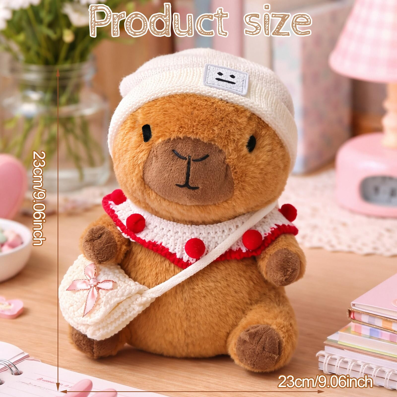 YSZZYSM Capybara Plush Toy with 9 Changeable Outfits and Accessories (Pink, 10.2 in) rcdmg
