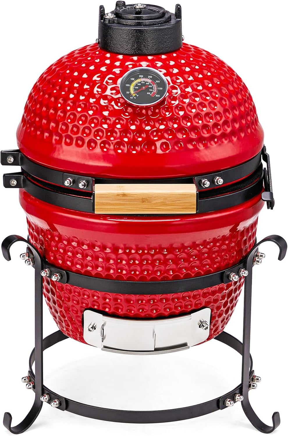 RovSun 13 in Ceramic Charcoal Grill, Portable Kamado BBQ Smoker for Outdoor Cooking (Red, 13 in) qgv4x