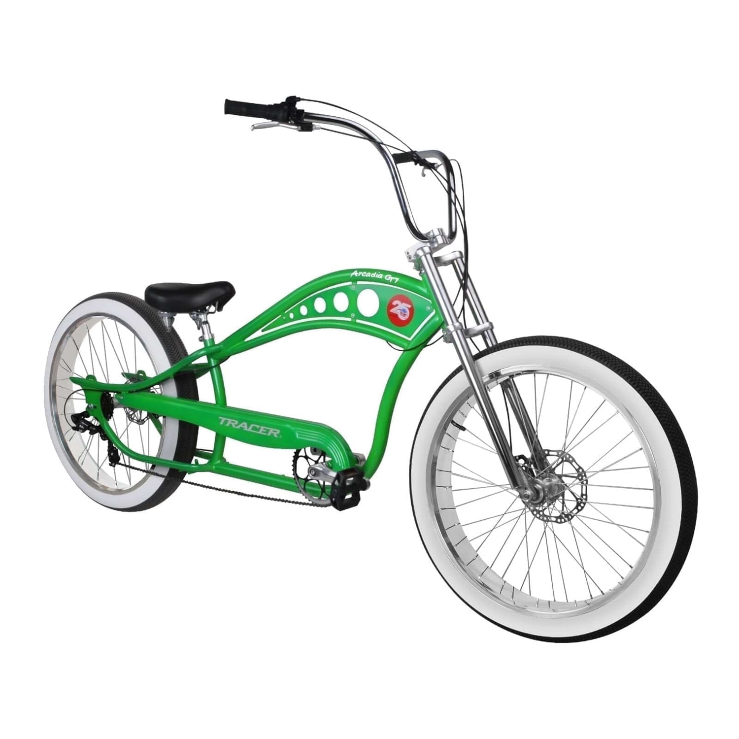 Tracer Bikes Arcadia Cruiser Bike, 7-Speed Disc Brake, Rugged Fat Tire Bicycle (Green, 26 in Wheel) 2ufm2