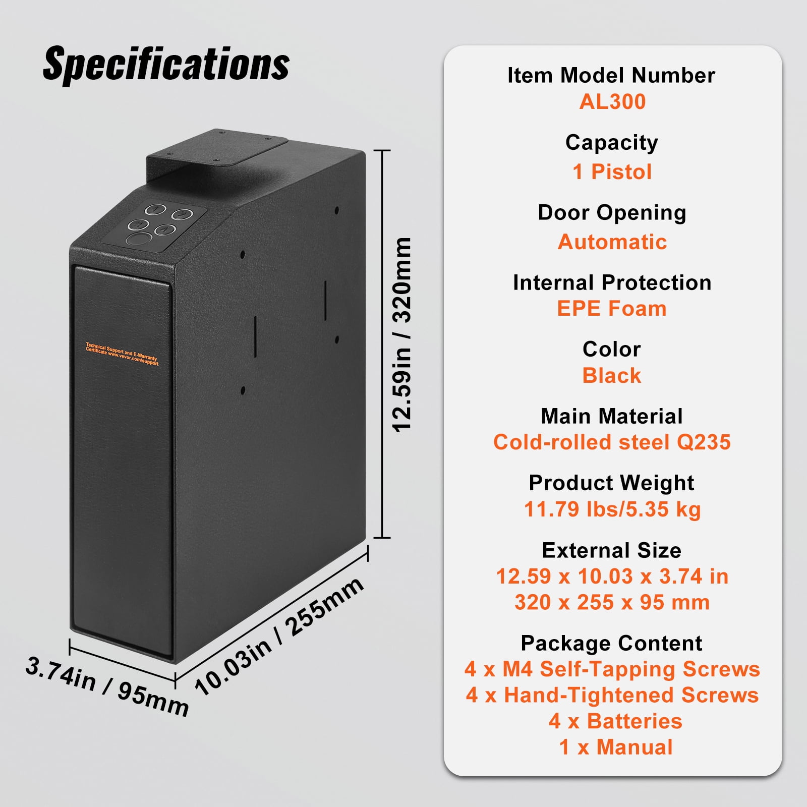 BENTISM Handgun Safe with Biometric Fingerprint and Keypad Access (Black, 1 Pistol Capacity) scwu6