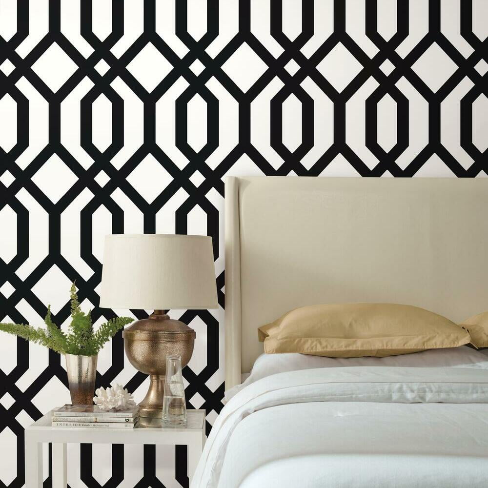 RoomMates Gazebo Lattice Peel and Stick Wallpaper (Blue, 20.5 in x 16.5 ft) 9reau