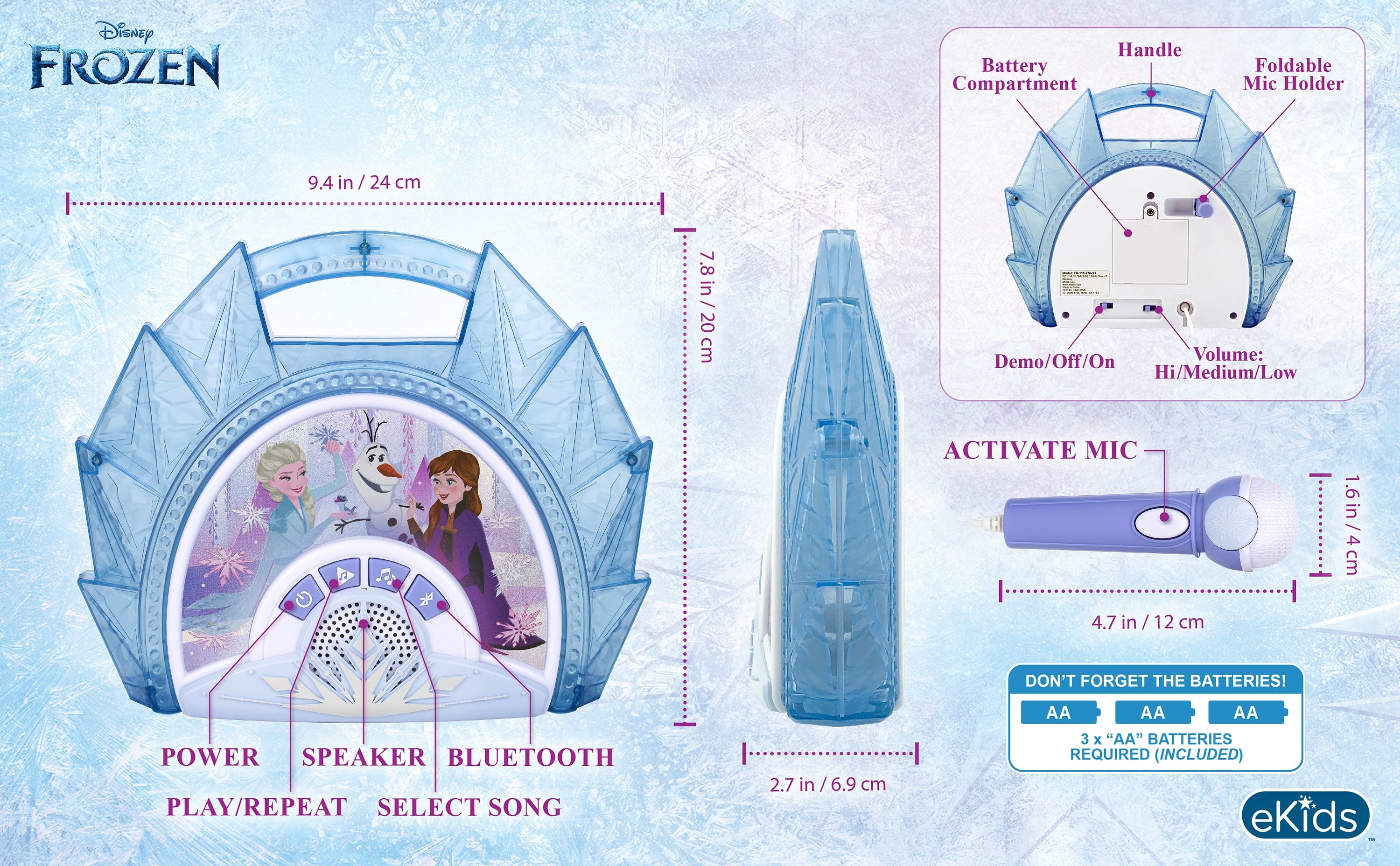 Disney Frozen Bluetooth Sing Along Boombox (Blue, 1 Unit) xxux8