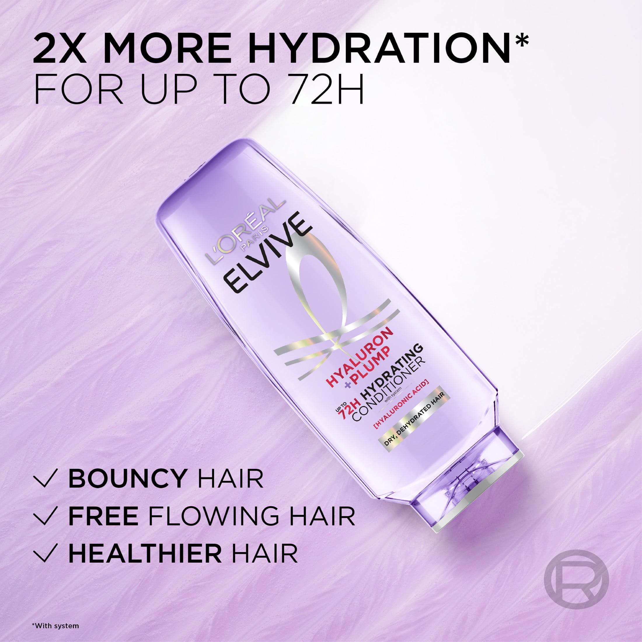 L'Oreal Paris Elvive Hyaluron Plump Hydrating Hair Conditioner, Moisturizing Formula for Dry Hair (13.5 fl oz) ovrgm