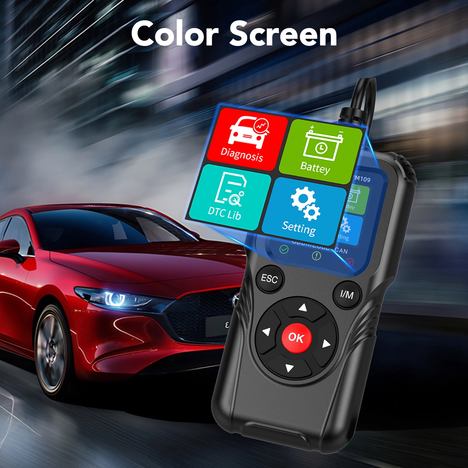 KT1 OBD2 Scanner Car Code Reader Diagnostic Tool for Check Engine Light (Black, 2.8 in Display) k5zb7