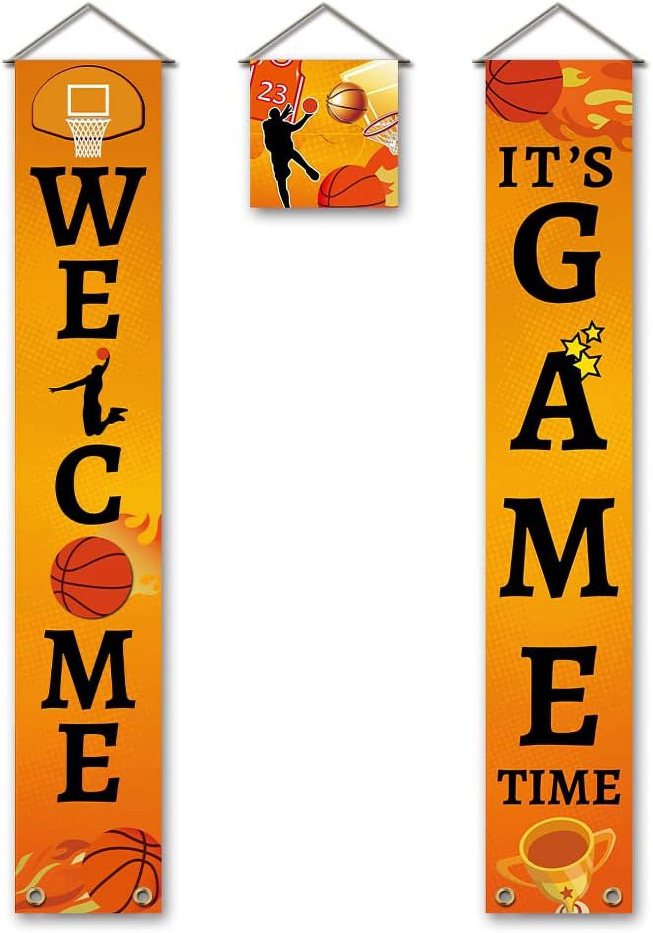 Generic Basketball Welcome Porch Banner Set (Orange, 11.8 in x 70.9 in) fuwjr