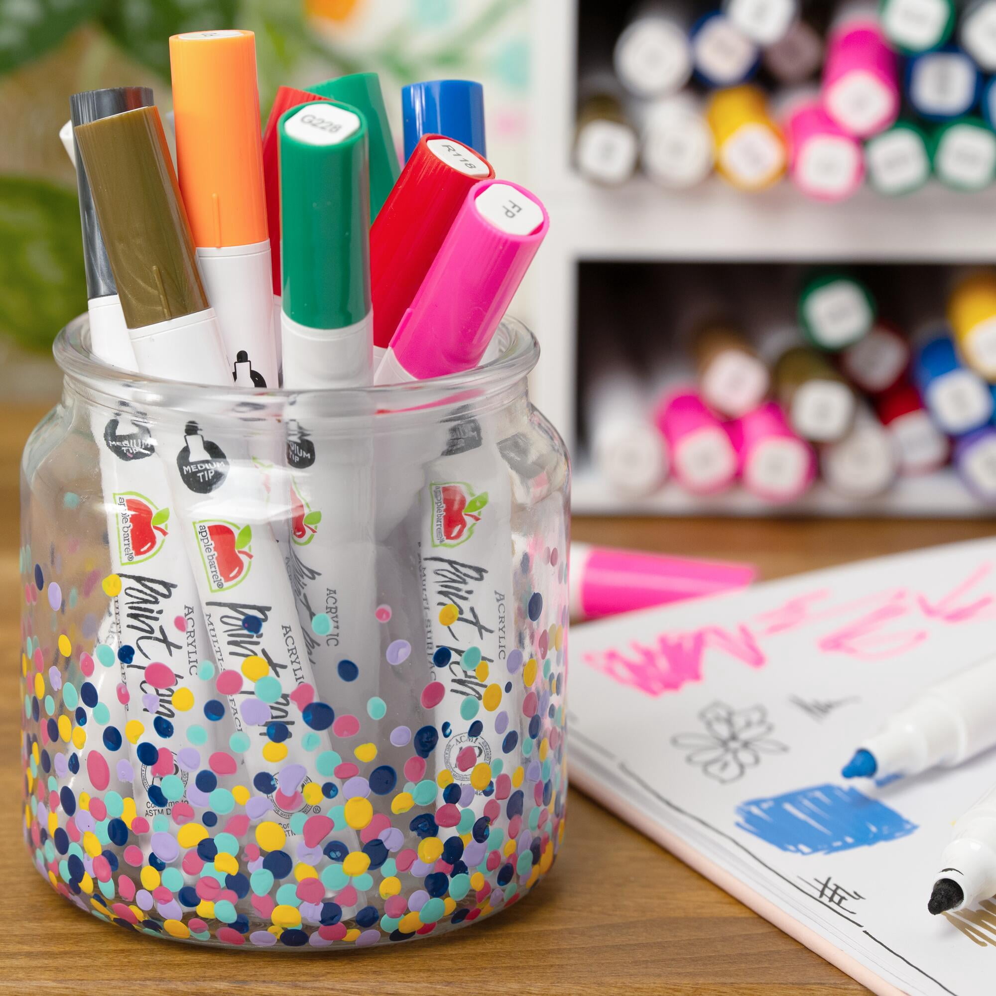 Apple Barrel Multi-Surface Paint Pens Deluxe Studio Set, Medium Tip (36 Count) iv4b6