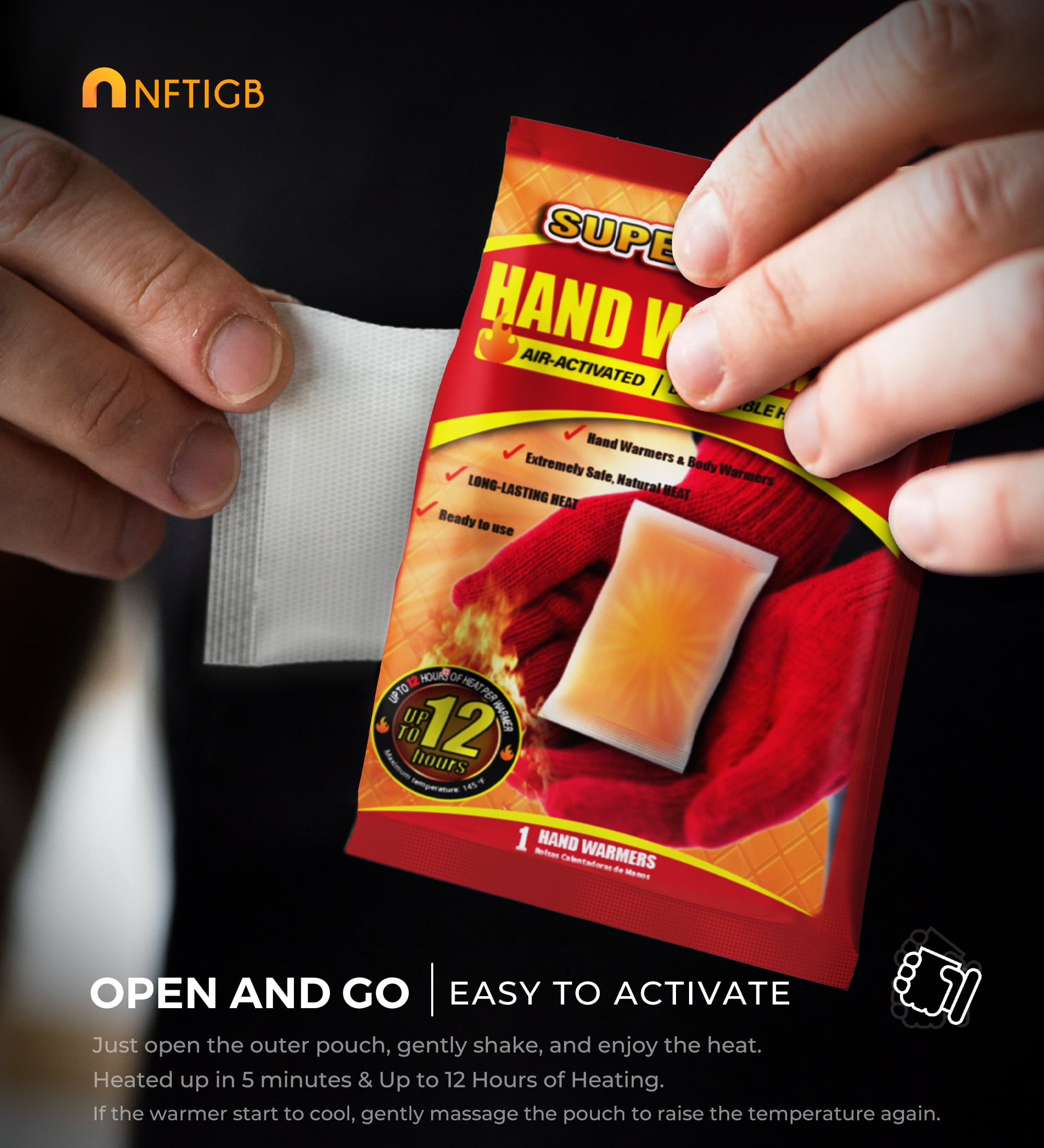 NFTIGB Hand Warmers Air-Activated Heat Packs for Outdoor Activities (55 Pack) wynbn