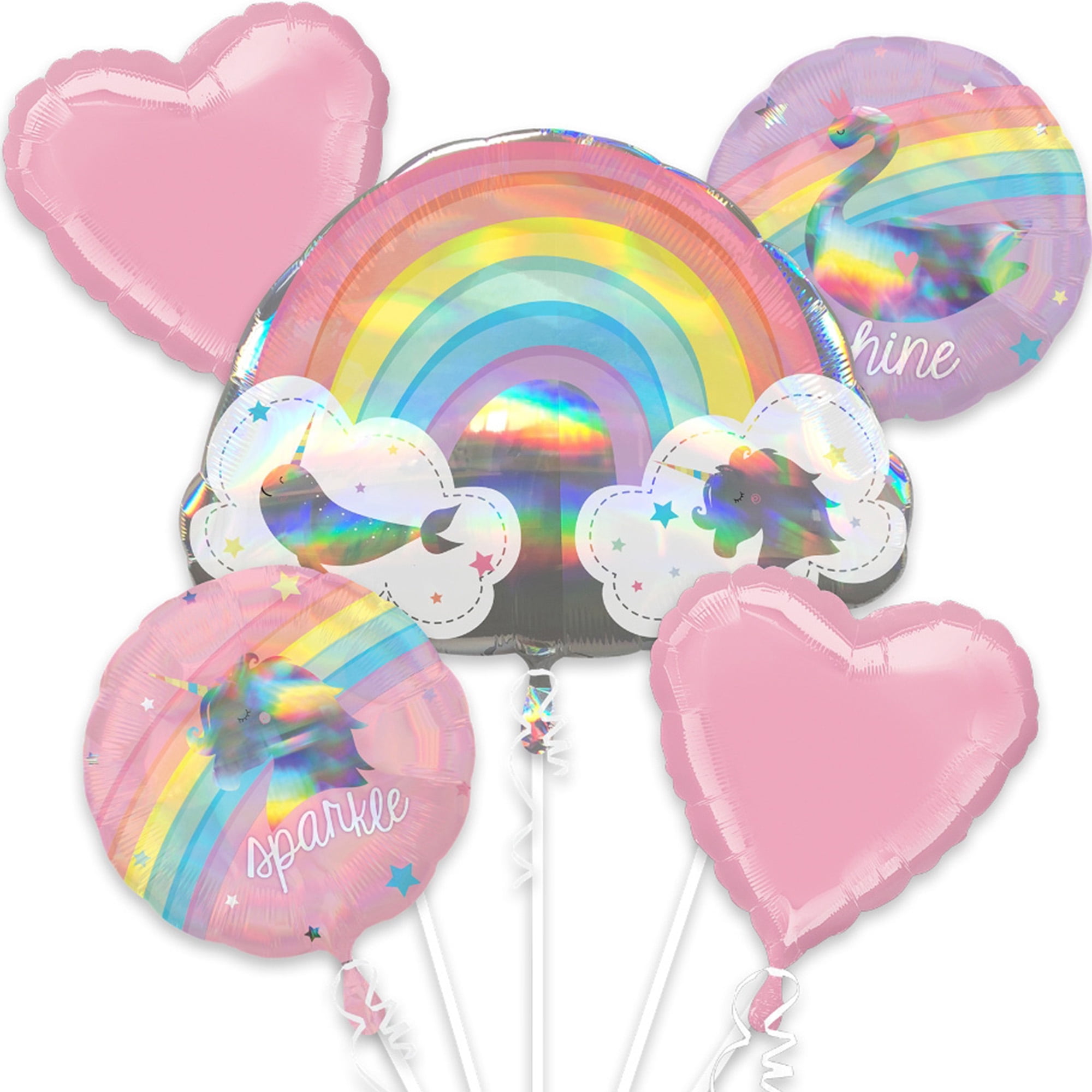 Anagram Magical Rainbow Birthday Balloon Bouquet (Multicolor, 5 Count) eneg2