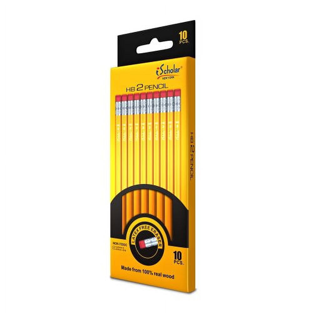 iScholar No. 2 Wood Pencils with Latex-Free Erasers (Yellow, 10-Pack) dcl5t