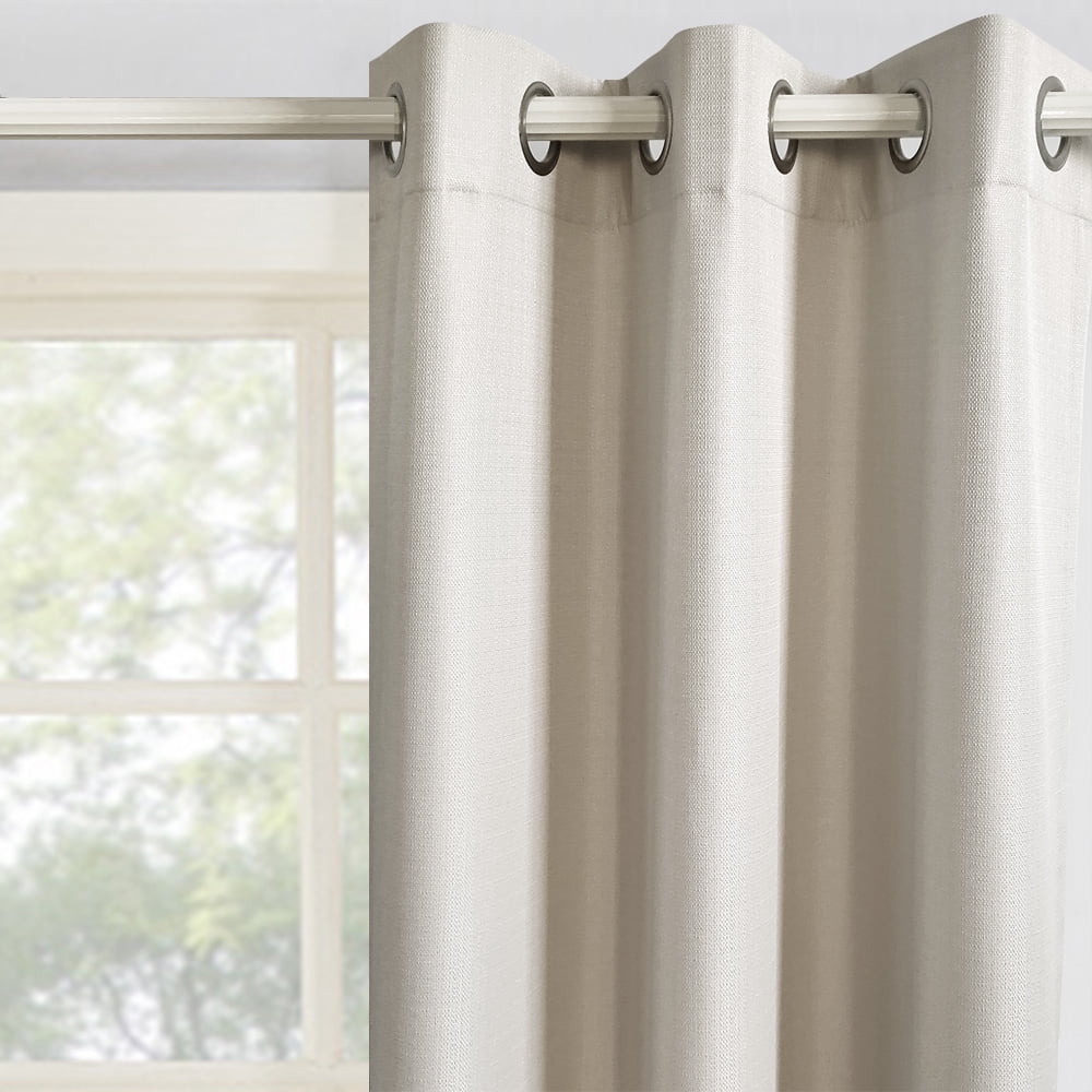 Mainstays Olan Blackout Curtain Panel Pair, Textured Solid Room Darkening Drapes (Beige, 37 in x 84 in, 2-Pack) 1efe6