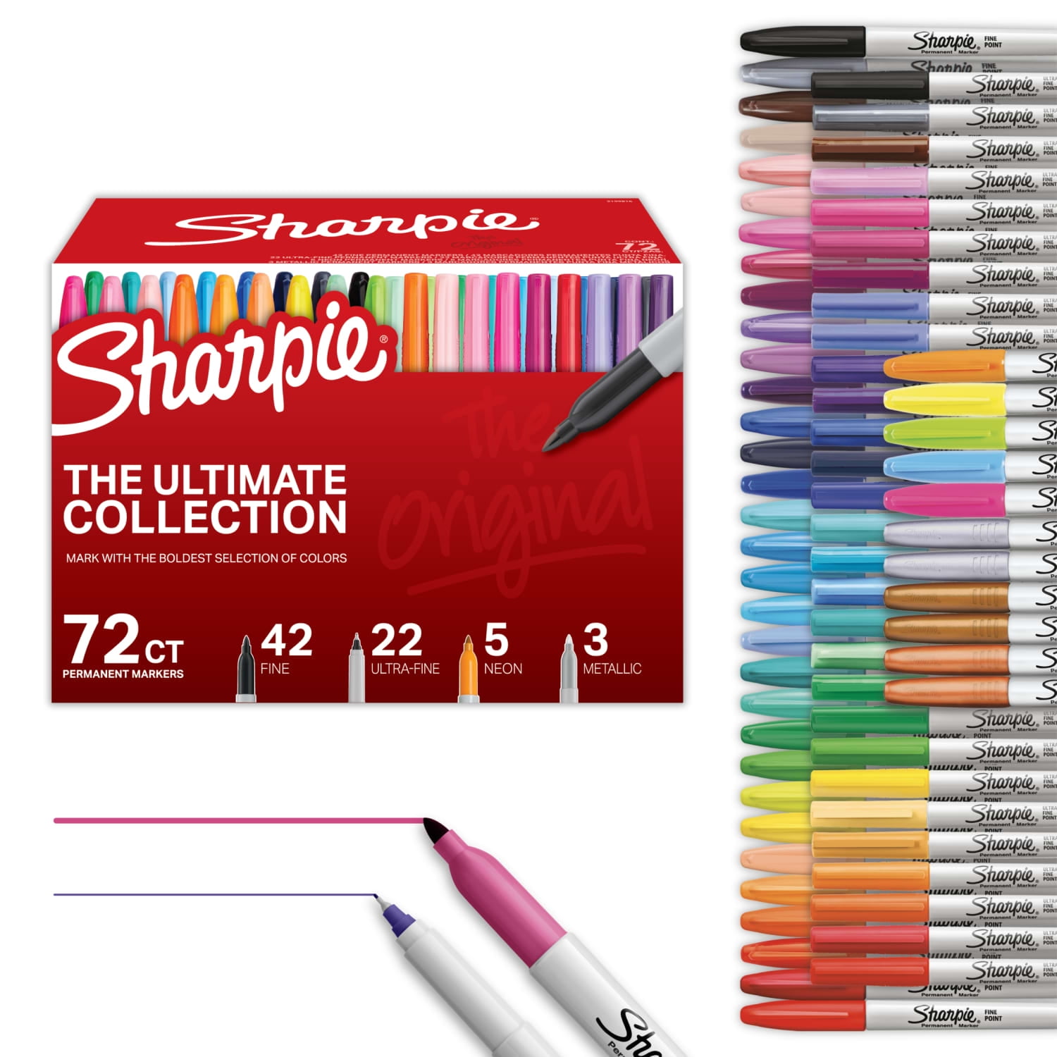 Sharpie Permanent Markers Ultimate Collection, Fine and Ultra Fine Points, Assorted Colors (72 Count) de4ci